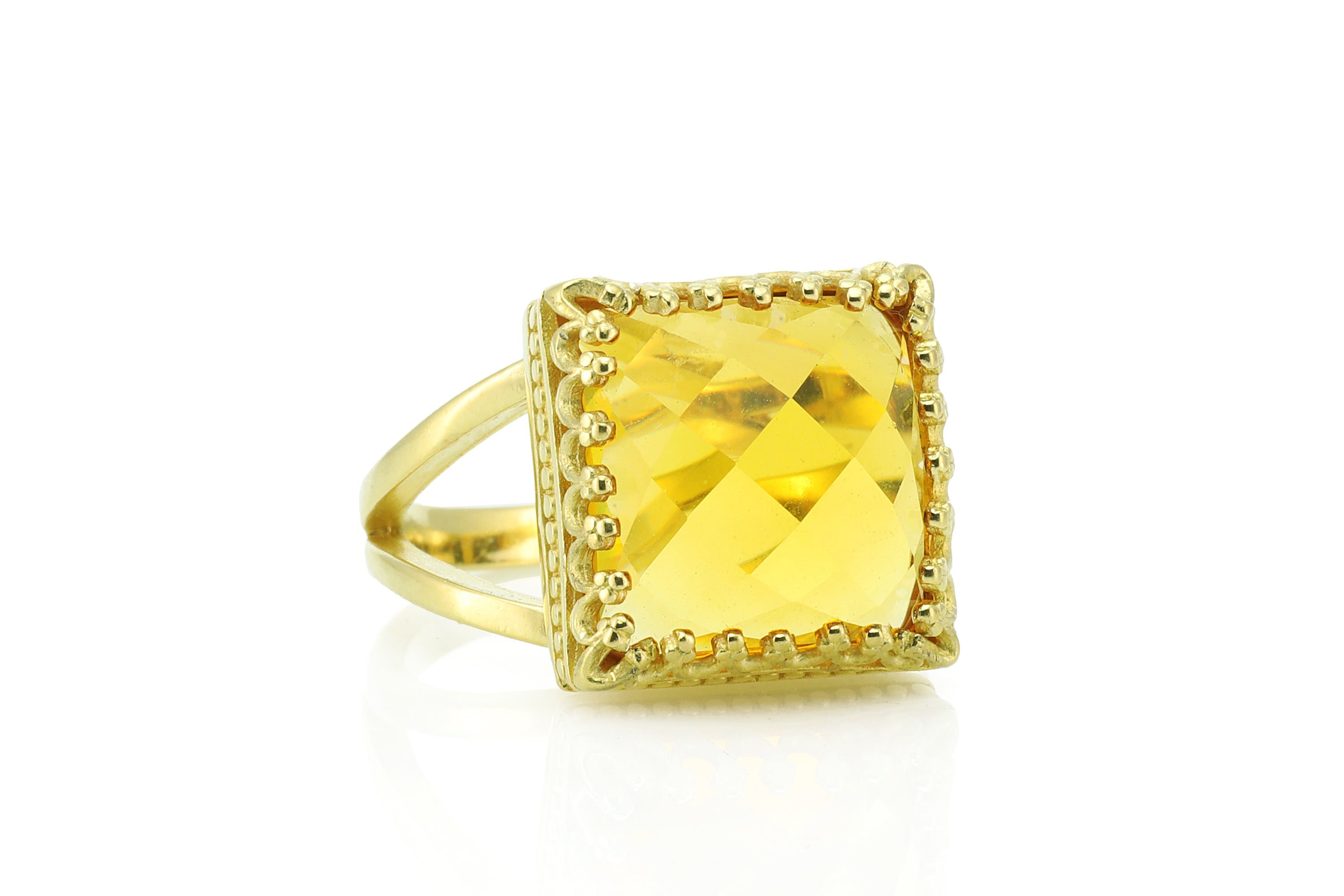 10CT Citrine Ring in 14K Gold-filled Double Band Rings Anemone Jewelry