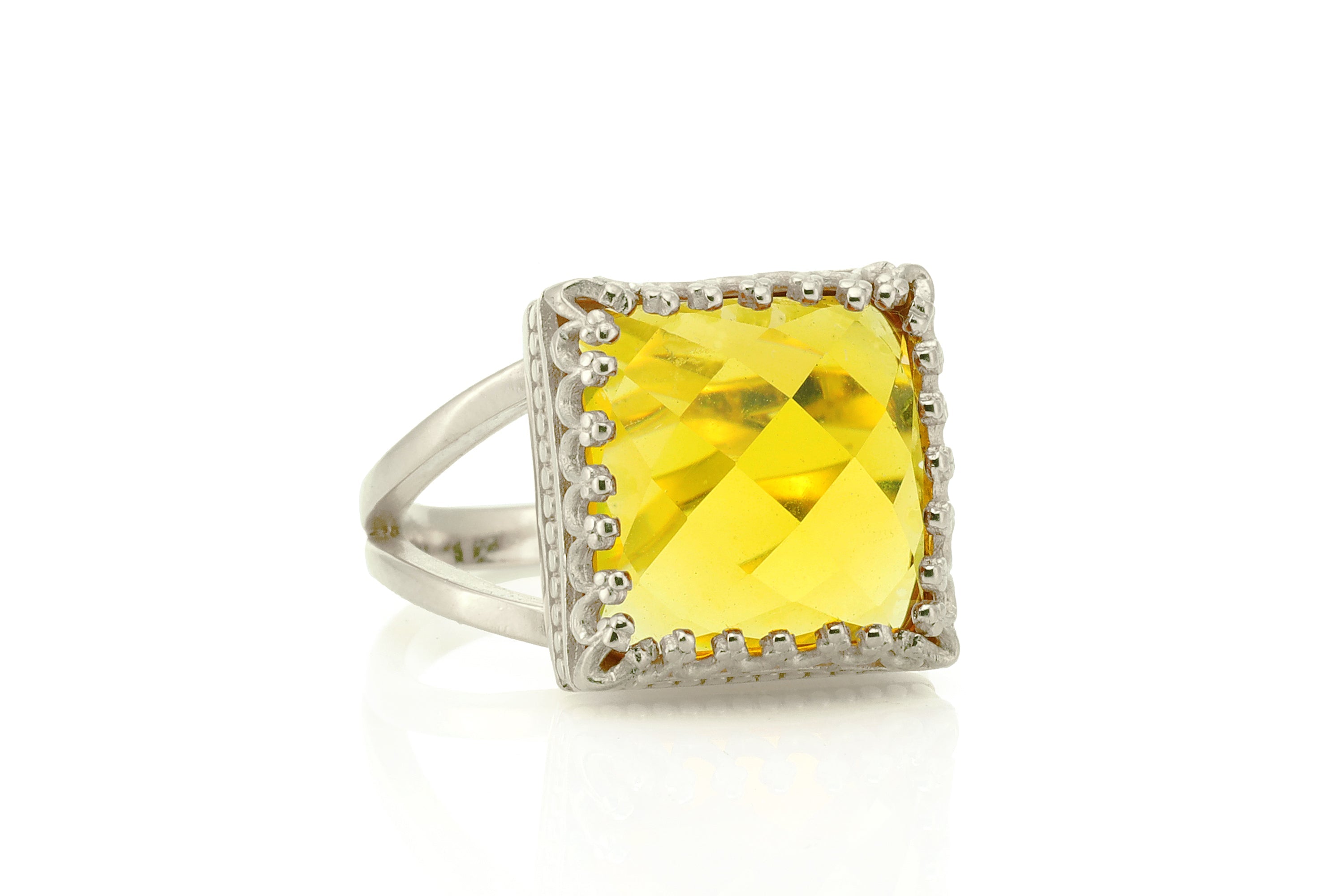10CT Citrine Ring in 14K Gold-filled Double Band Rings Anemone Jewelry