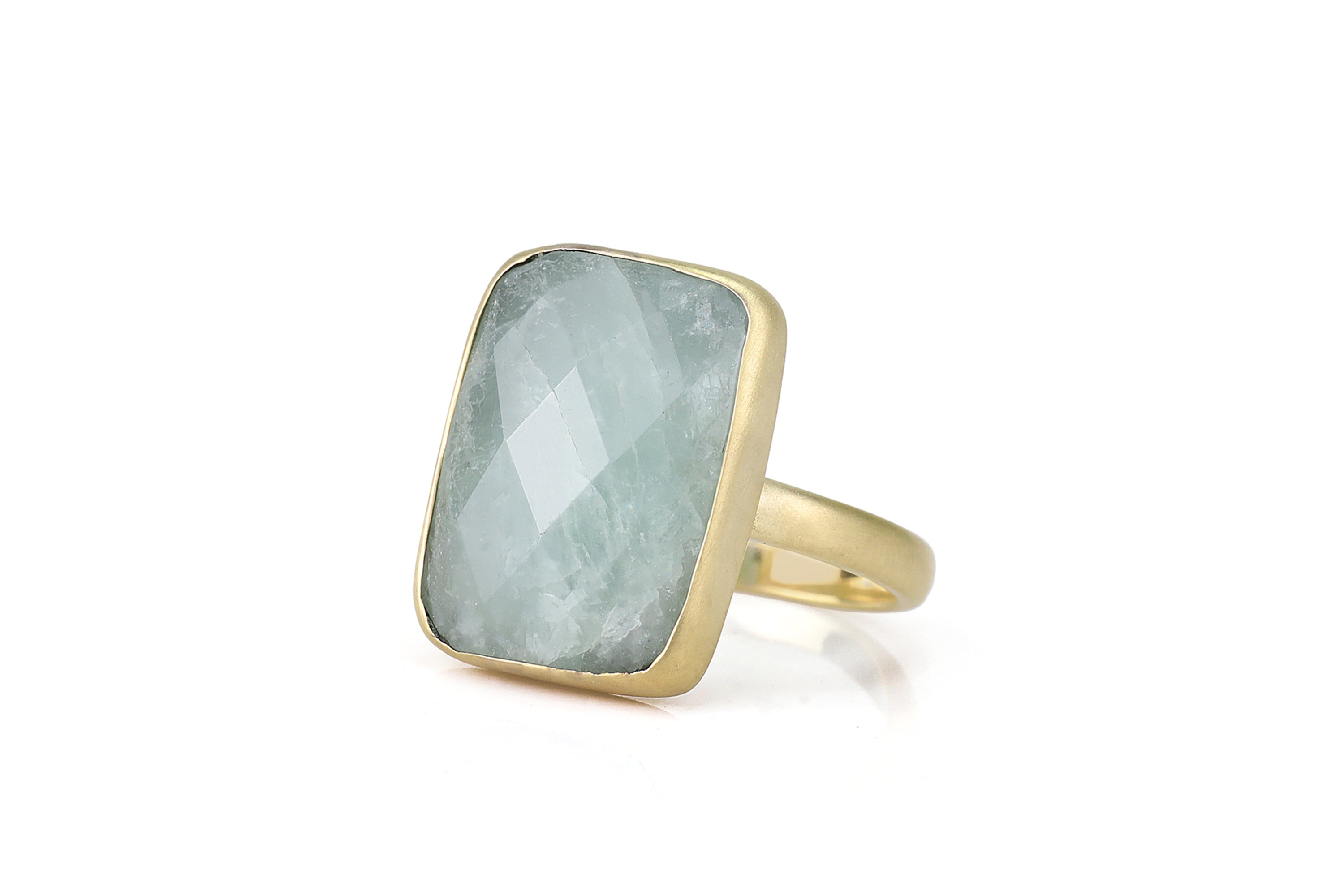 Gold Rectangular Aquamarine Statement Ring Rings Anemone Limited