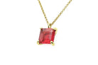 Square Princess Cut Pink Tourmaline Gold Necklace necklaces Anemone Unique