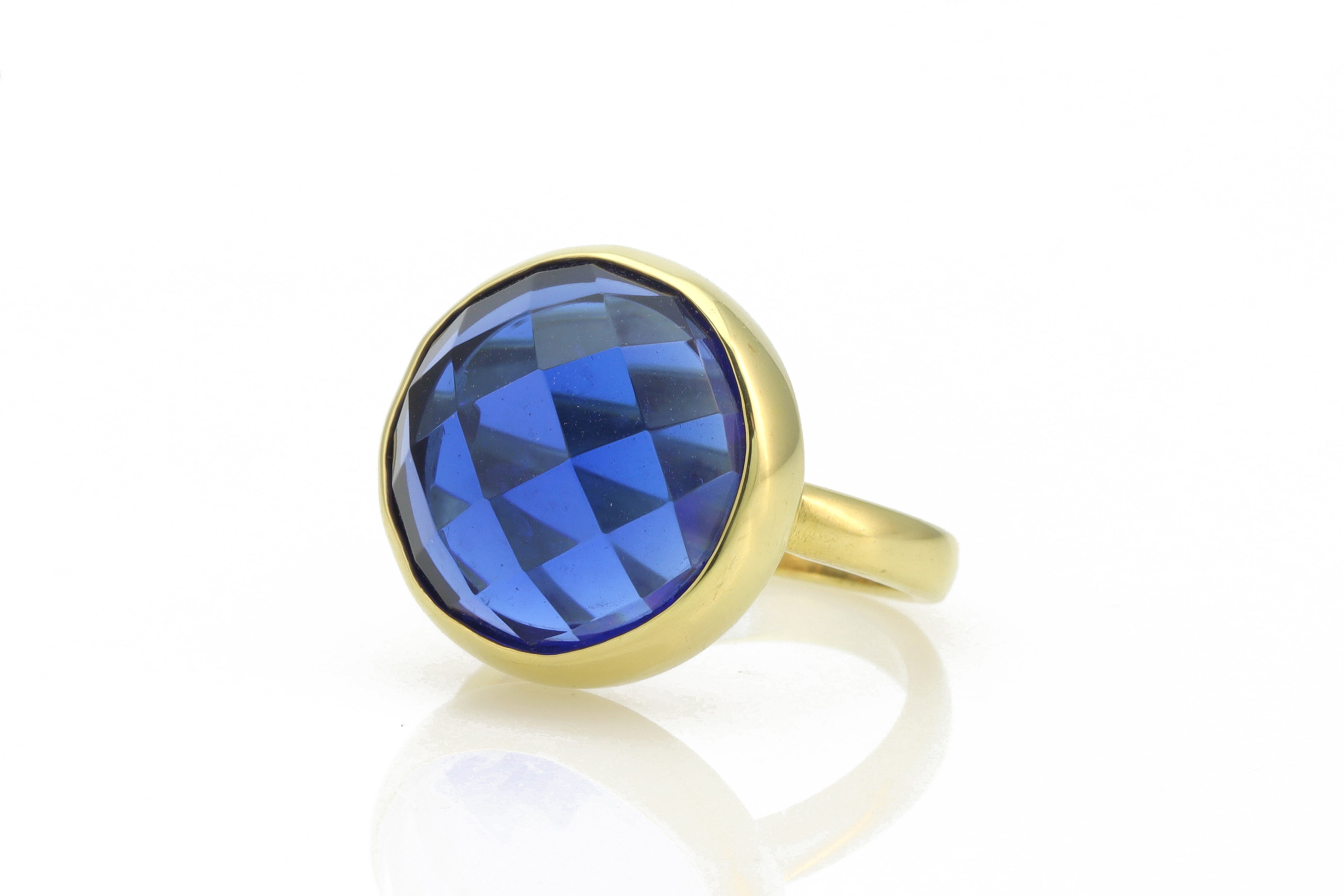 Large Bezel Set Blue Sapphire Statement 14k Gold Ring Rings Anemone Limited