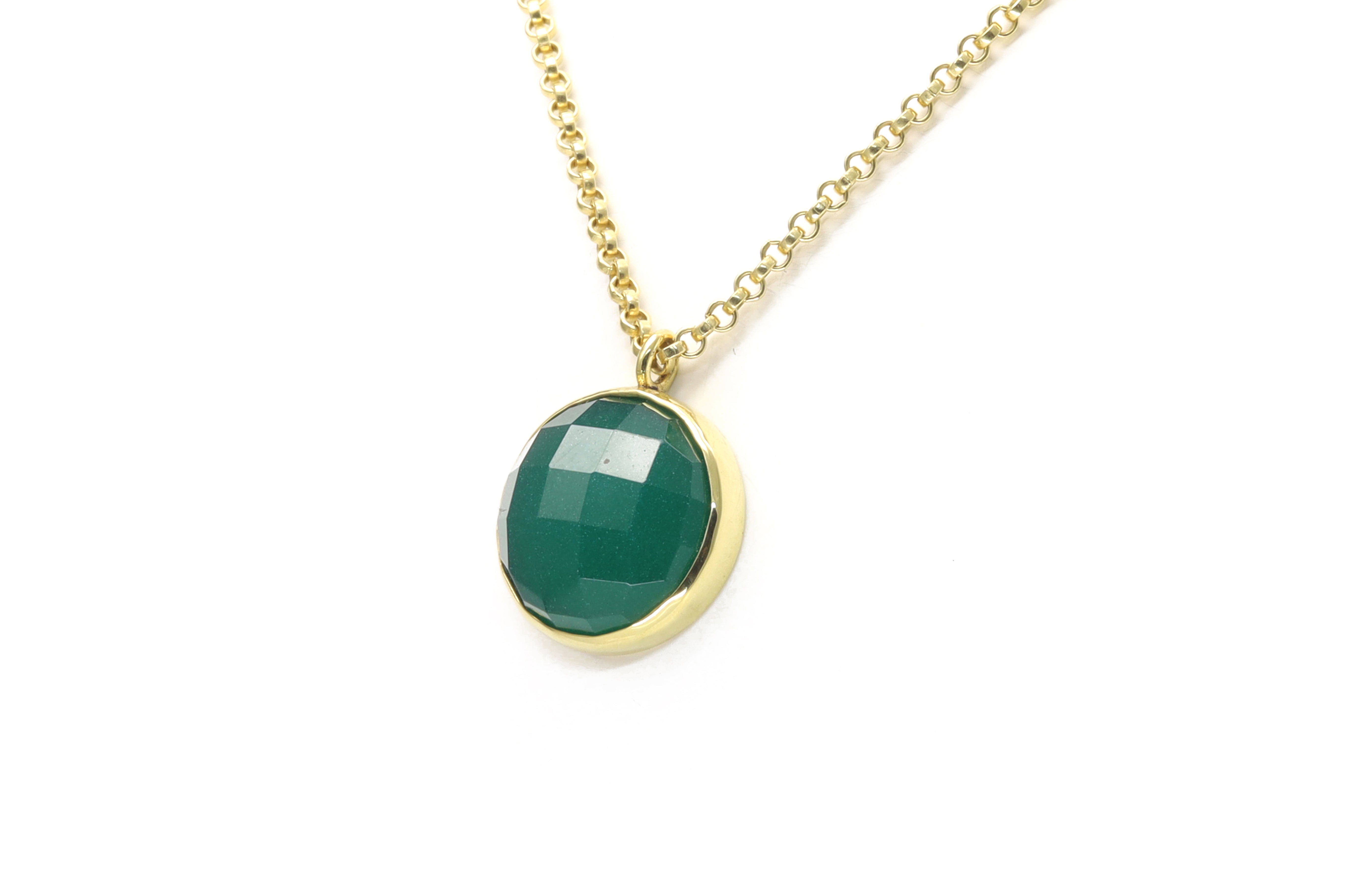 Green Onyx Pendant 14k Gold Long Necklace necklaces Anemone Limited