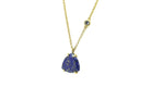 Long Gold Lapis Lazuli Trillion Pendant with Cubic Zirconia Accent necklaces Anemone Jewelry