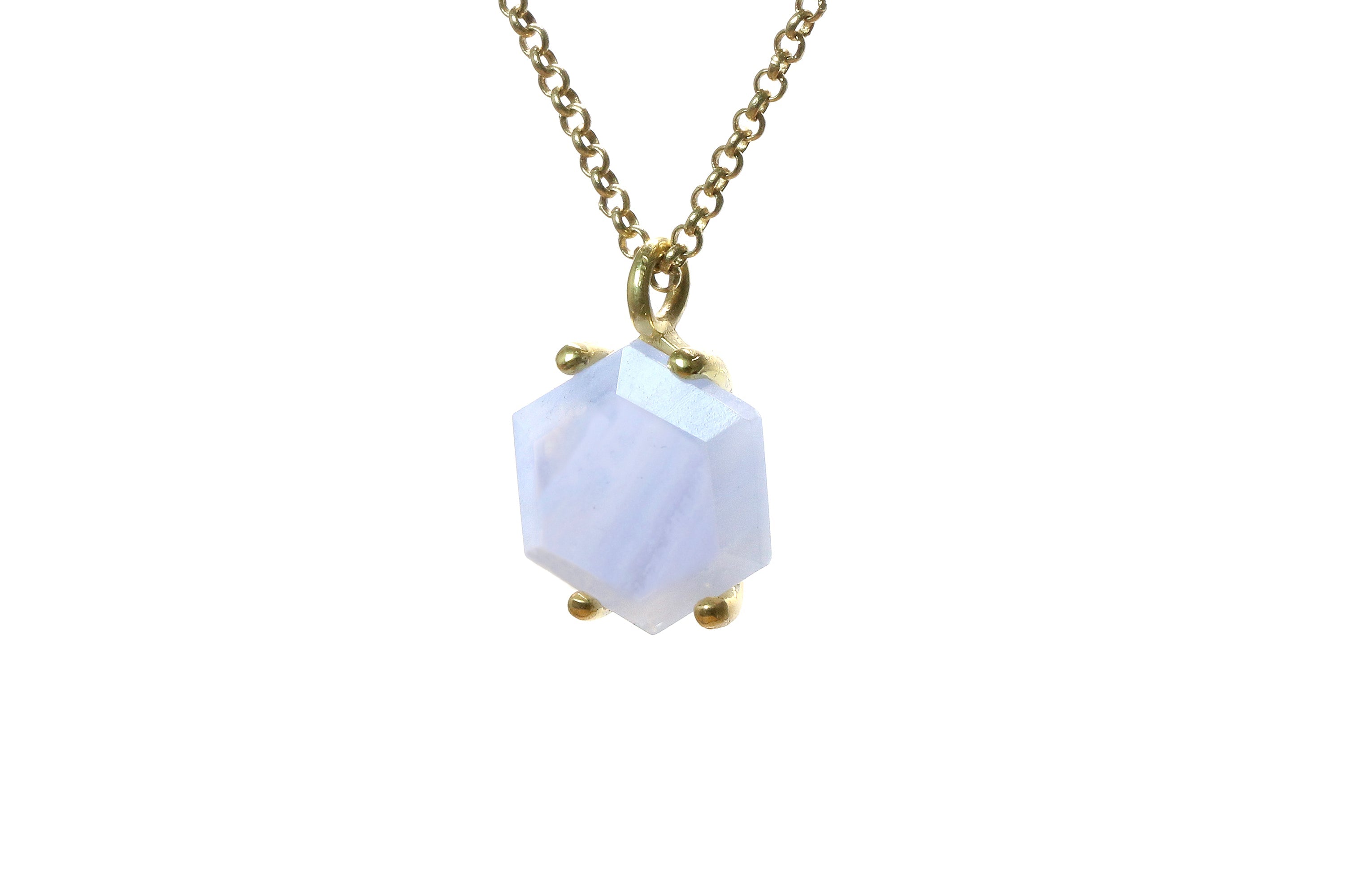 Gold Lace Agate Pendant Necklace necklaces Anemone Unique