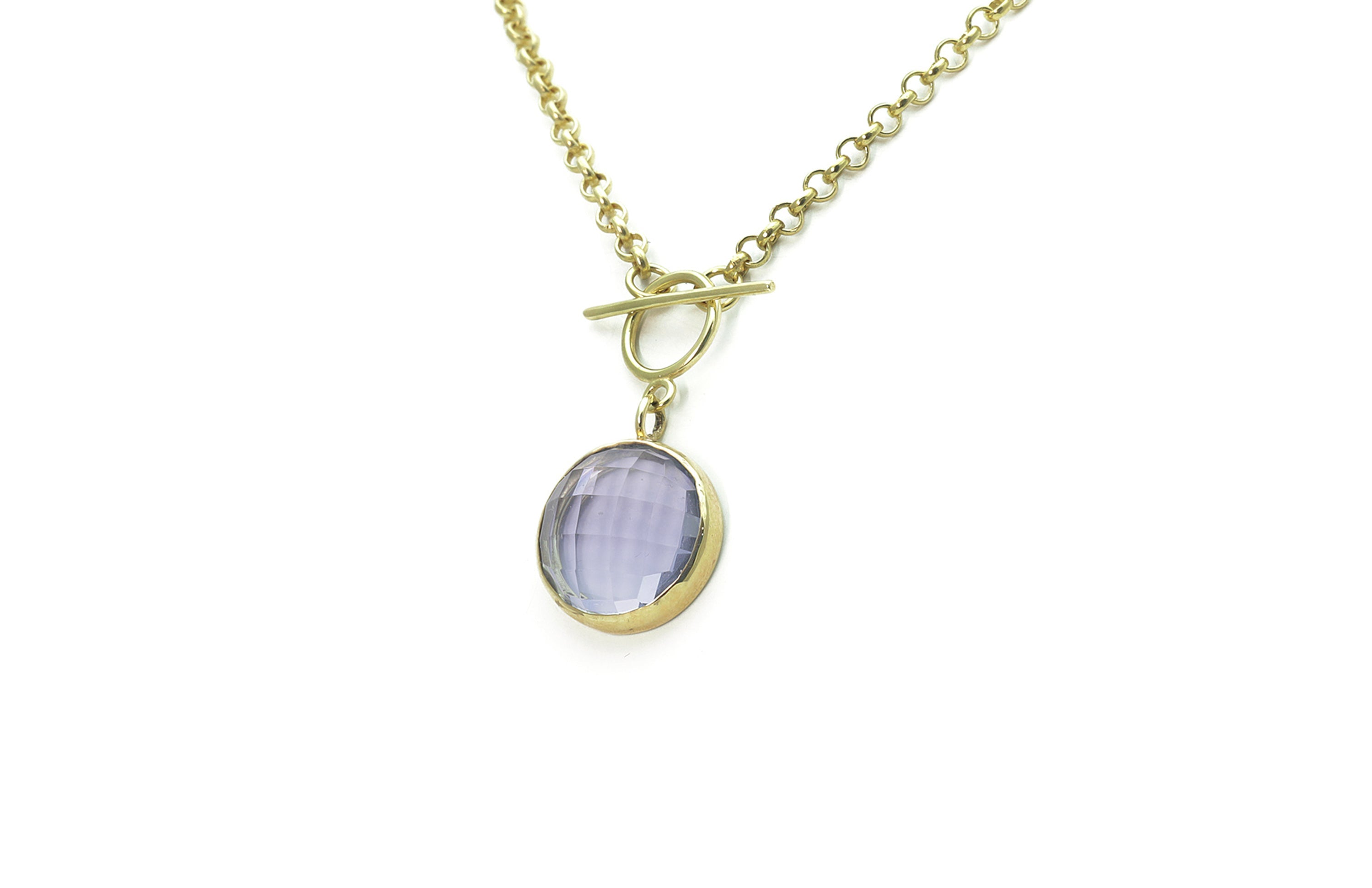 Tanzanite Toggle Gold Bezel Pendant Necklace necklaces Anemone Limited