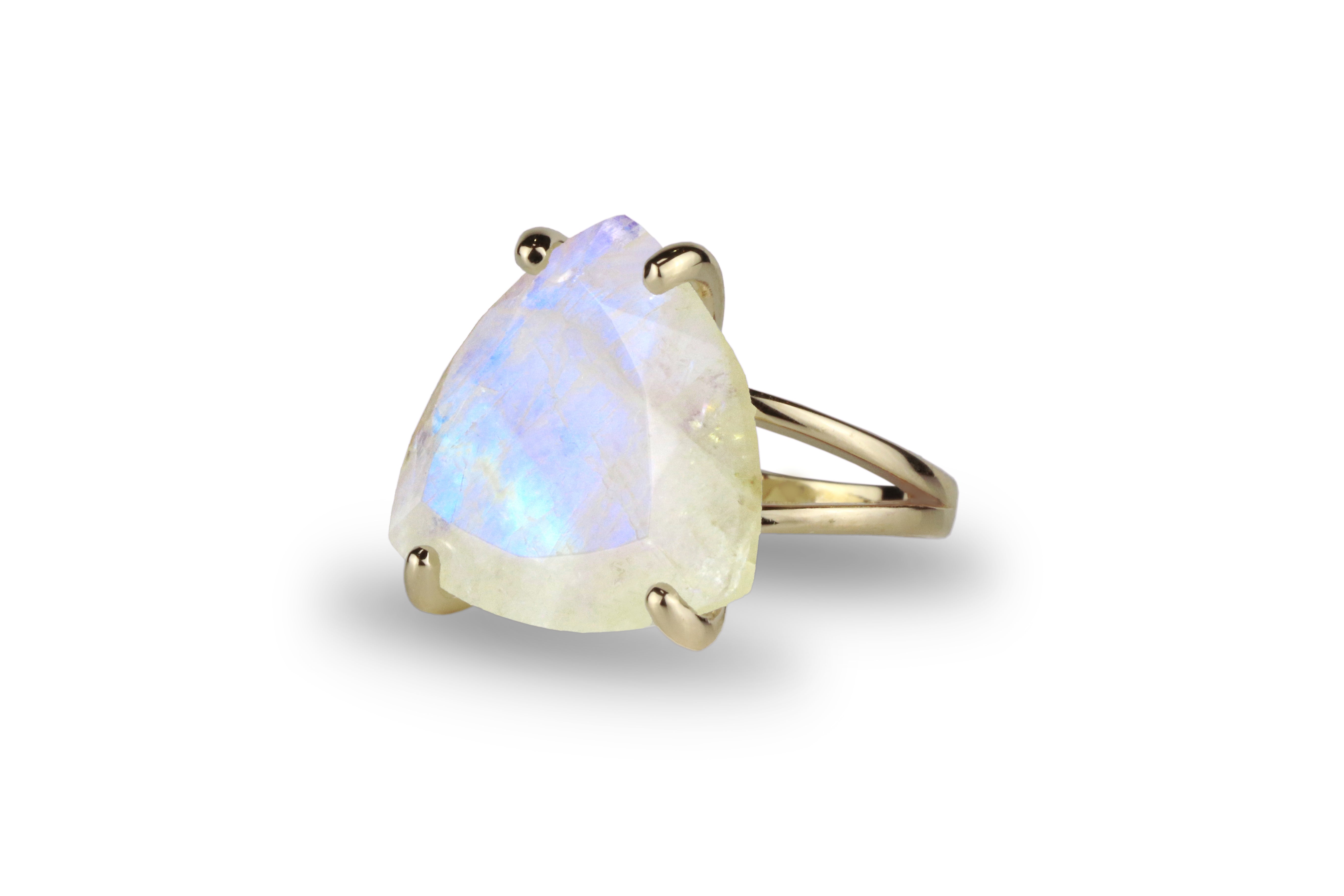 Trillion Statement Moonstone Gold Ring Rings Anemone Jewelry