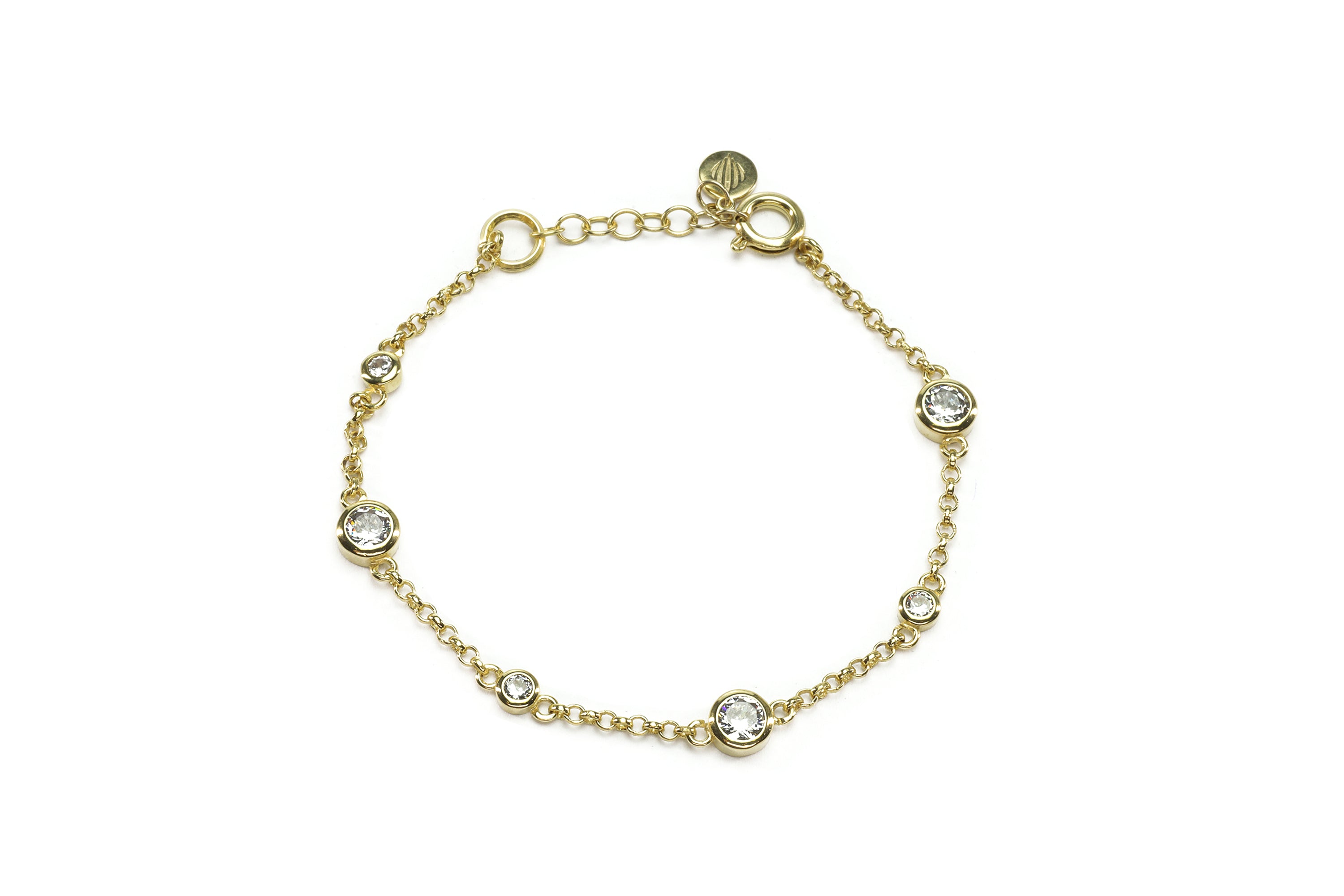 Minimalist Gold Chain Bracelet with Cubic Zirconia Charms Bracelets Anemone Unique