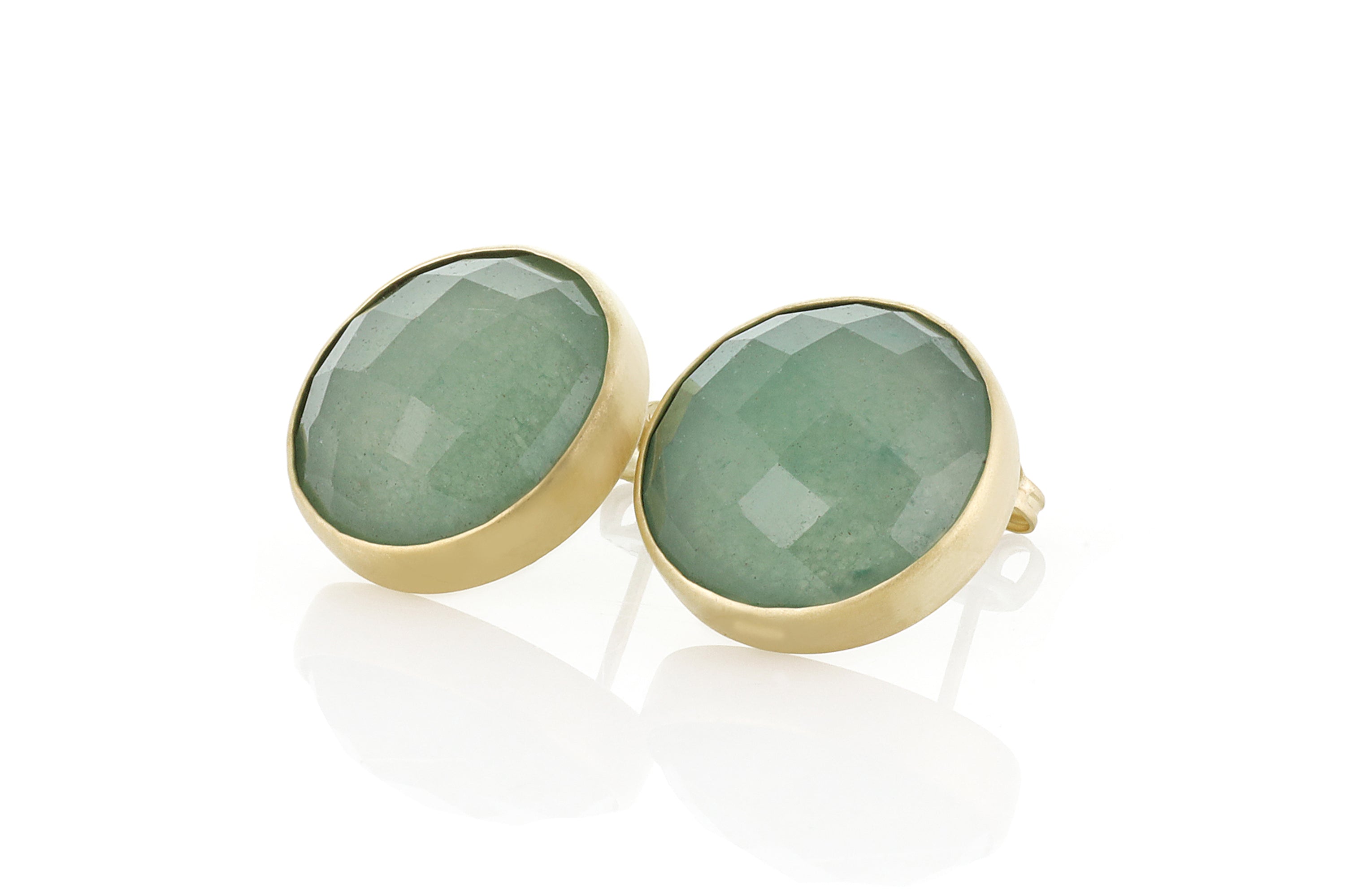 Green Aventurine Gemstone Gold Stud Earrings Earrings Anemone Limited