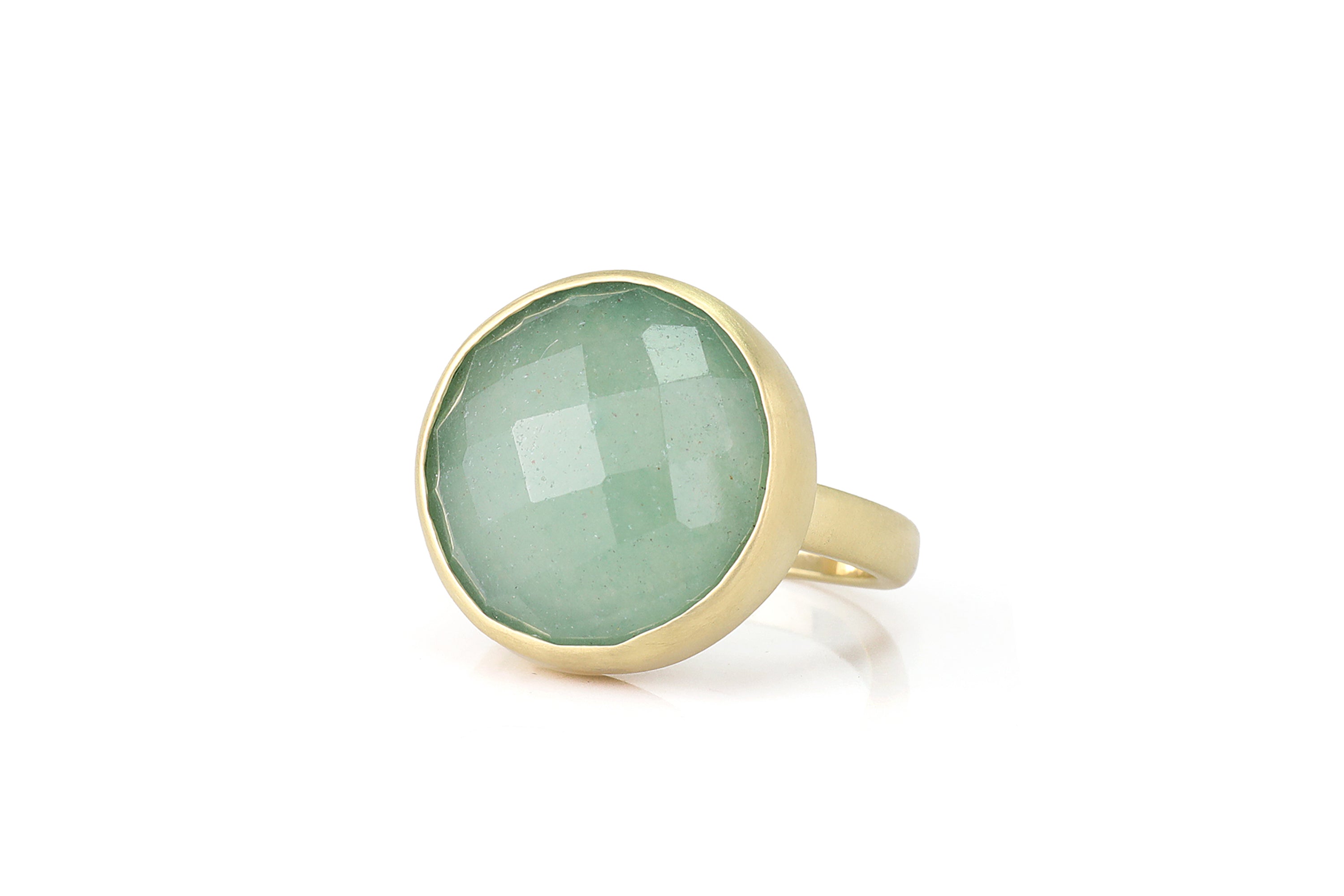 14k Gold Green Aventurine Bezel Ring Rings Anemone Limited