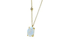 Long Gold Oval Moonstone Pendant with Small Cubic Zirconia Stone necklaces Anemone Jewelry