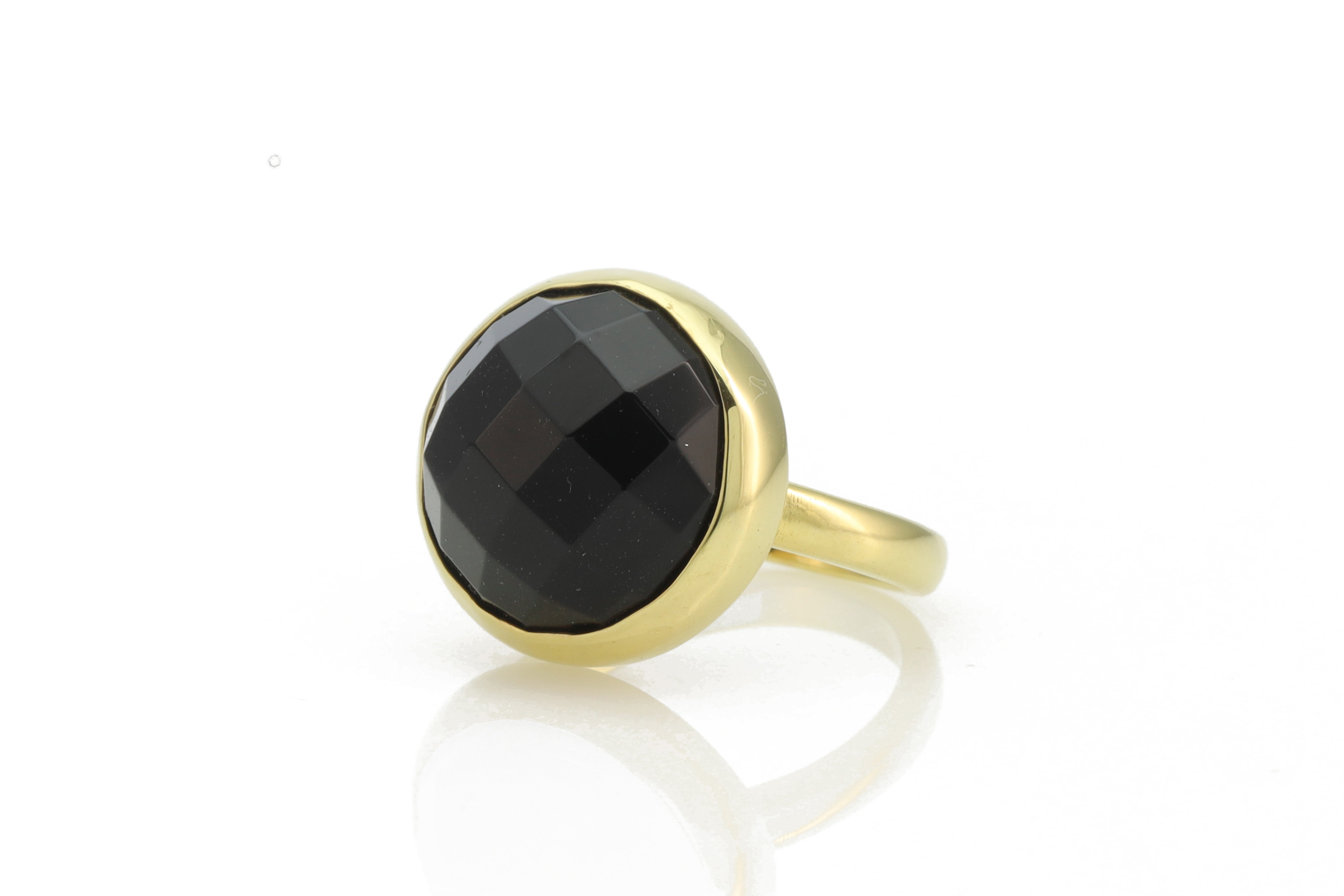 Black Onyx Bezel Set Statement Gold Stacking Ring Rings Anemone Limited