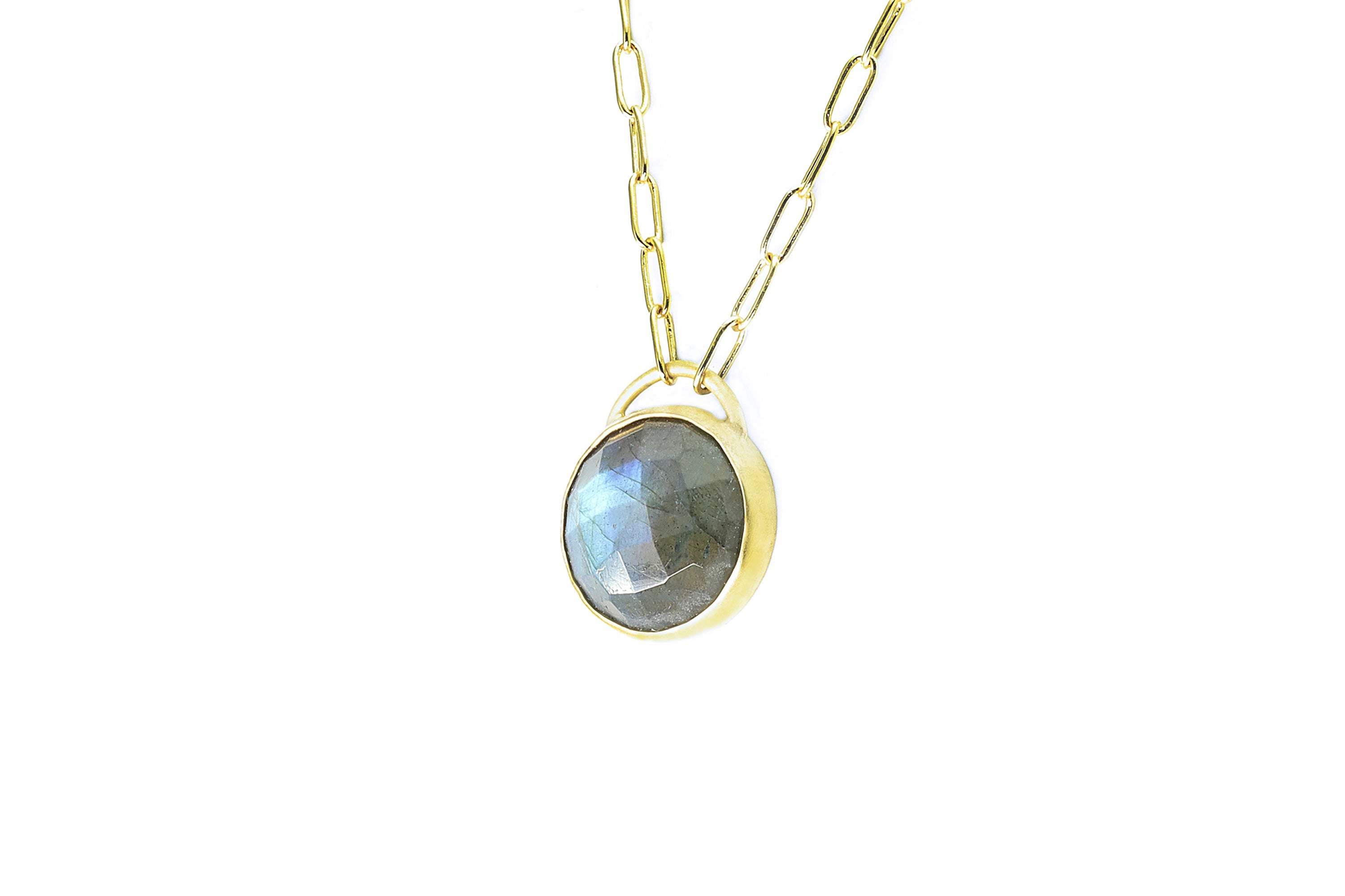 Purse Inspired Bezel Labradorite Pendant Necklace necklaces Anemone Limited