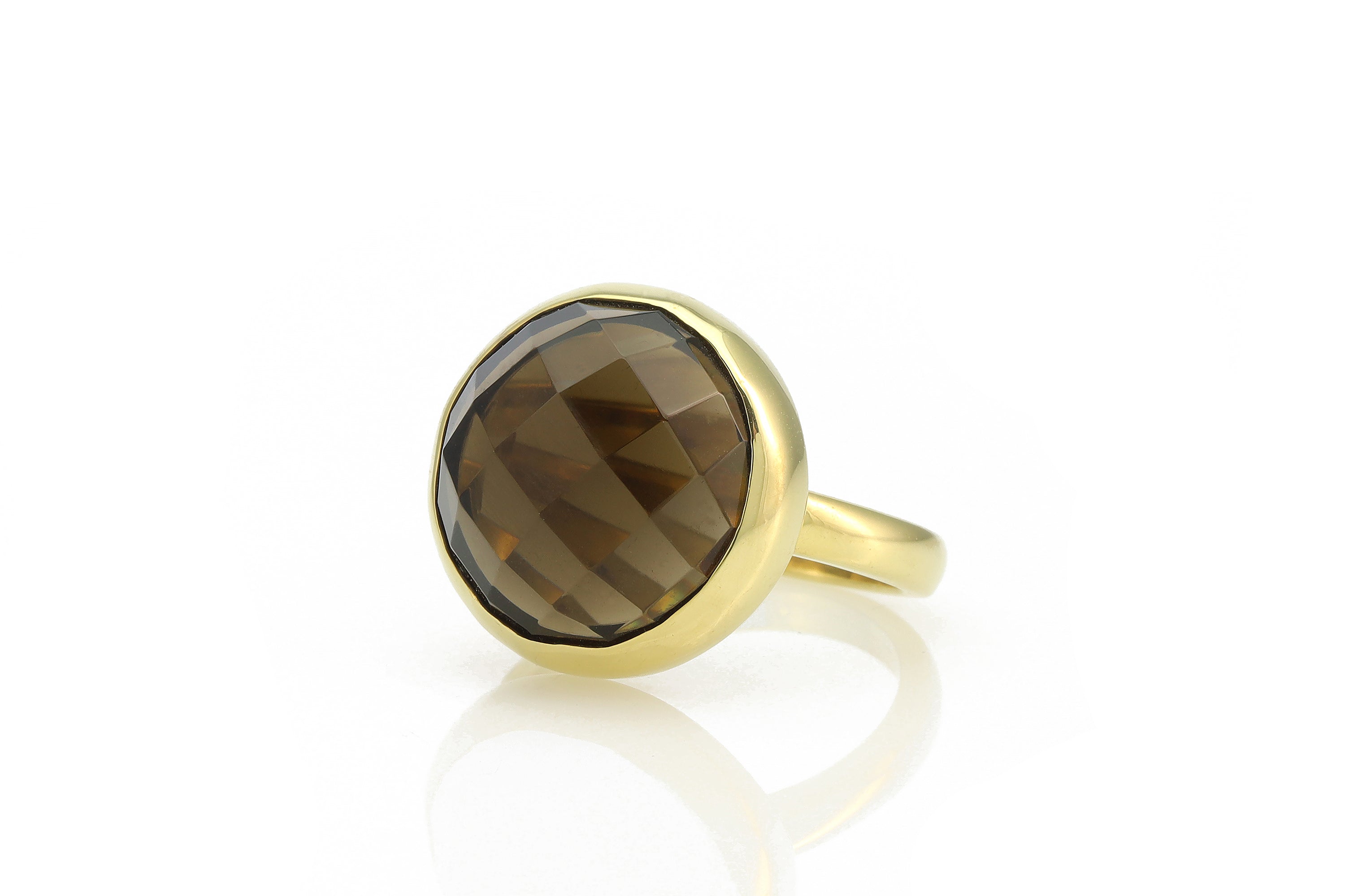 Decorative Gold Smoky Quartz Crystal Bezel Ring Rings Anemone Limited