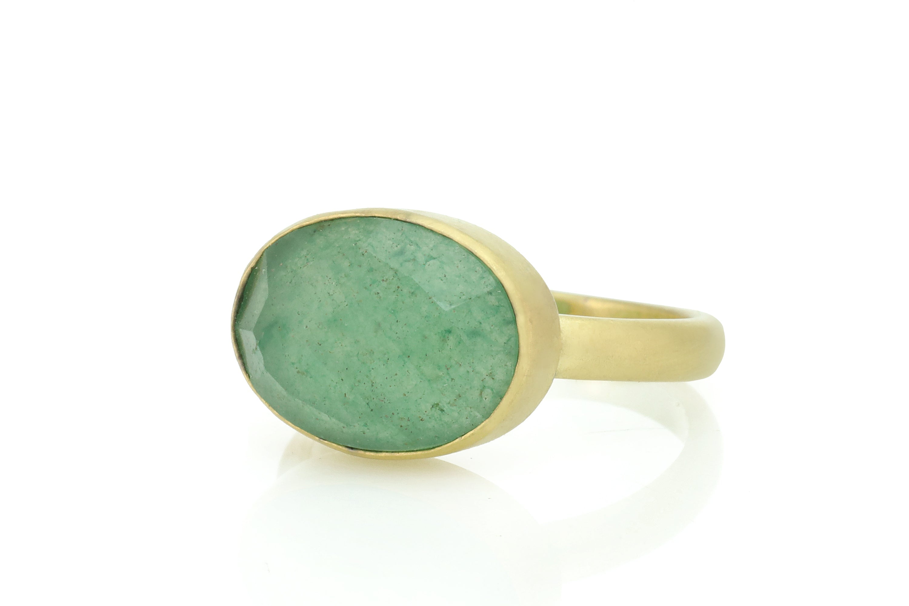 Brushed Gold Green Aventurine Ring Rings Anemone Limited