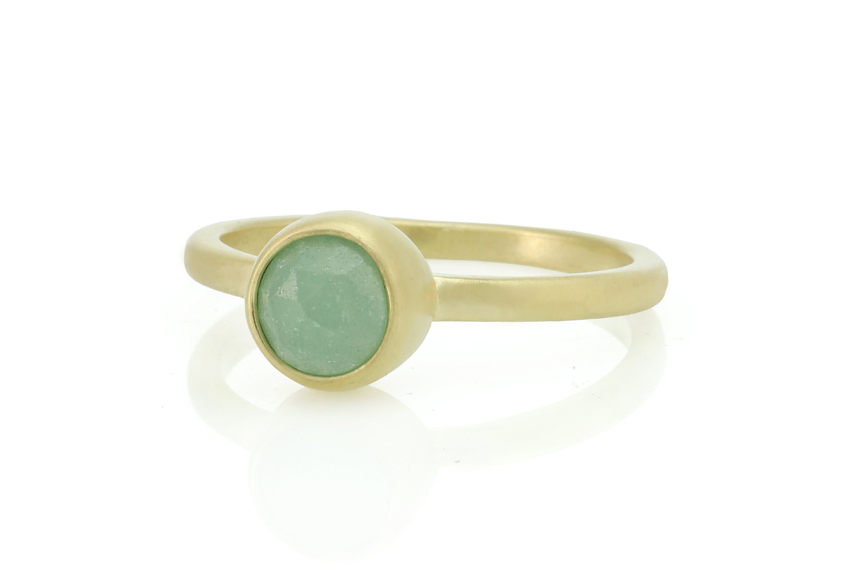 Delicate Dainty Gold Green Aventurine Round Bezel Ring Rings Anemone Limited