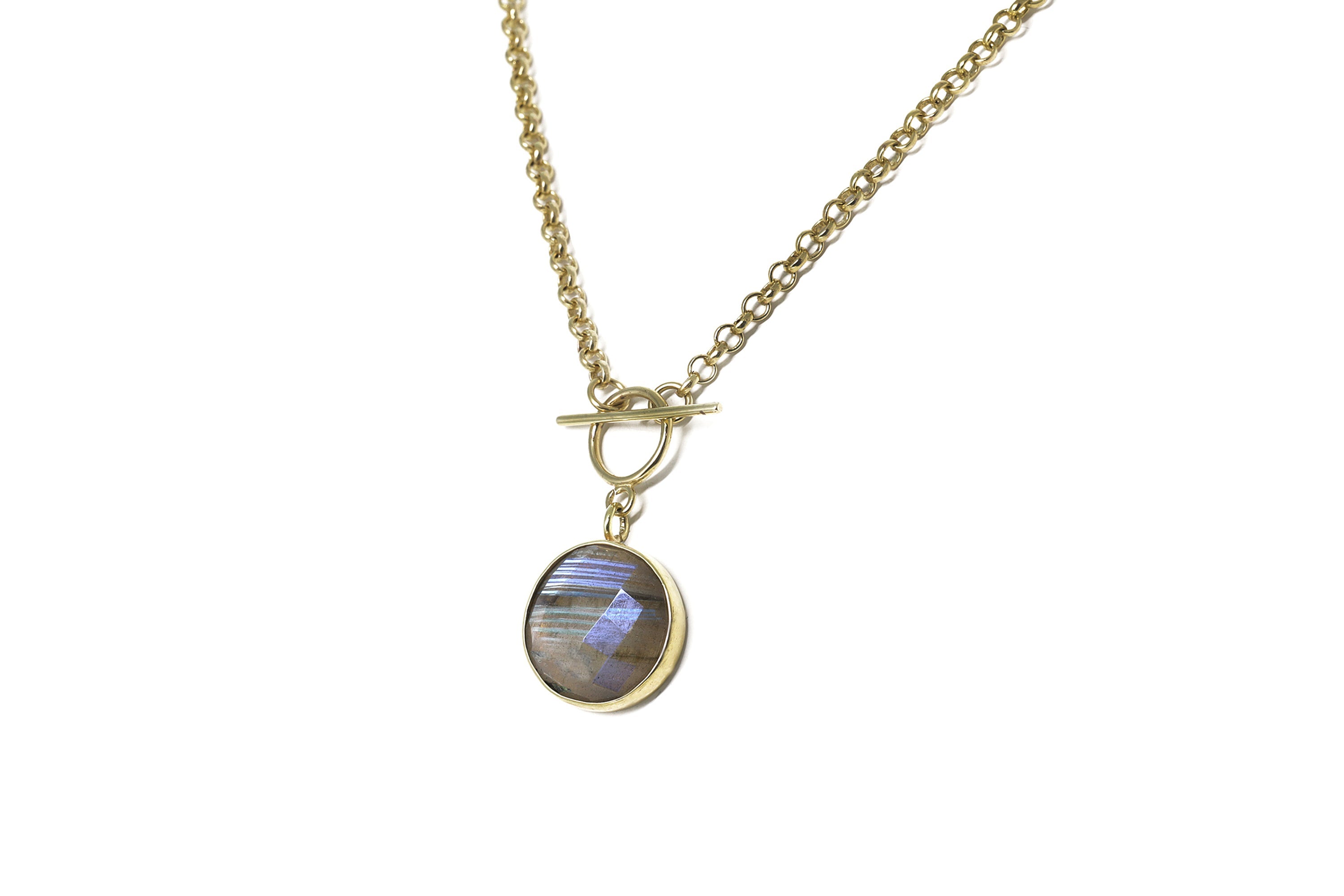Mixed Flash Labradorite Bezel Set Toggle Clasp Gold Necklace necklaces Anemone Limited