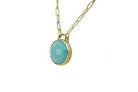 Purse Inspired Blue Amazonite Bezel Set Gold Pendant necklaces Anemone Limited