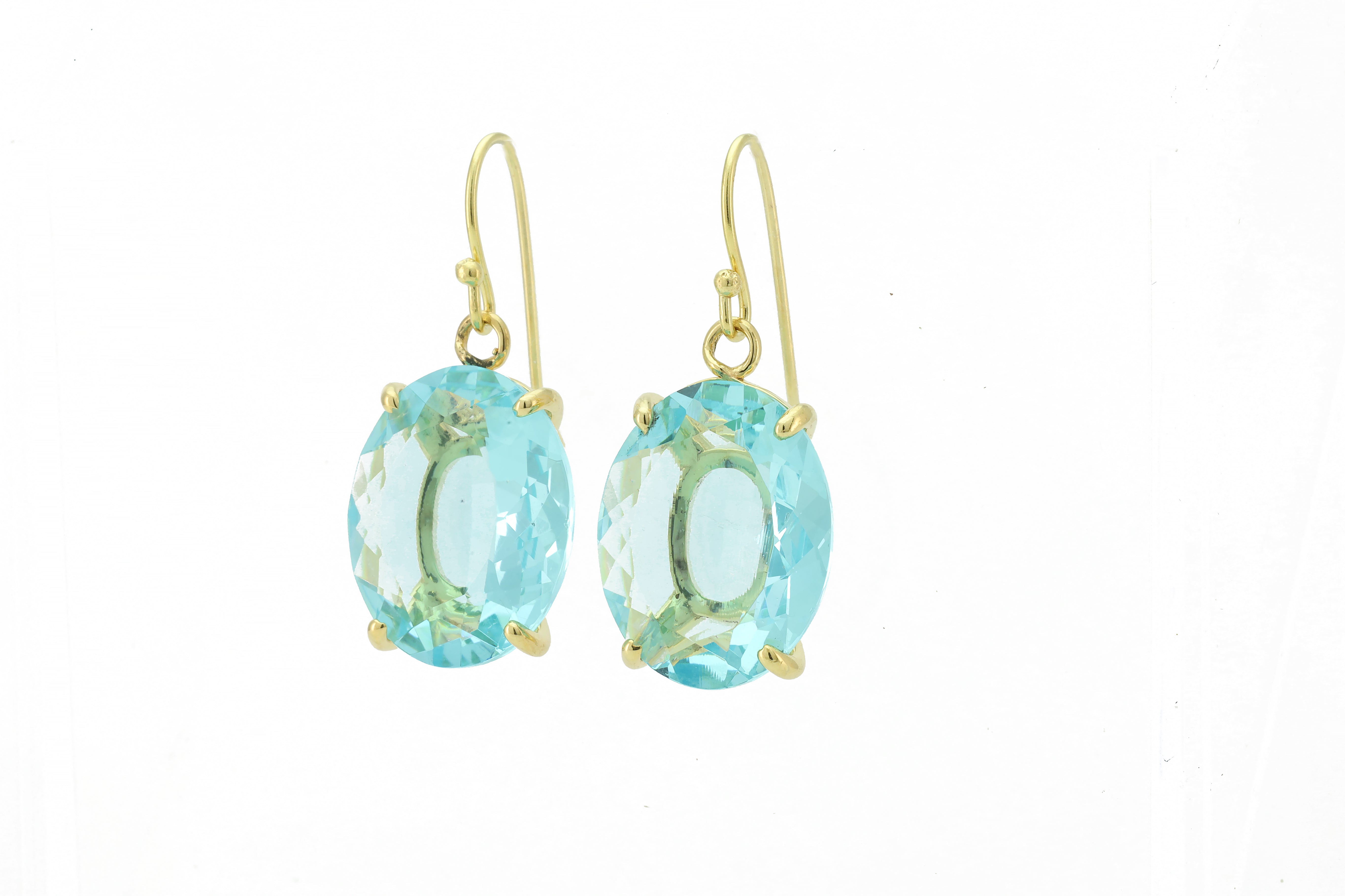 Blue Topaz Gold Filled Oval Gemstone Earrings Earrings Anemone Jewelry