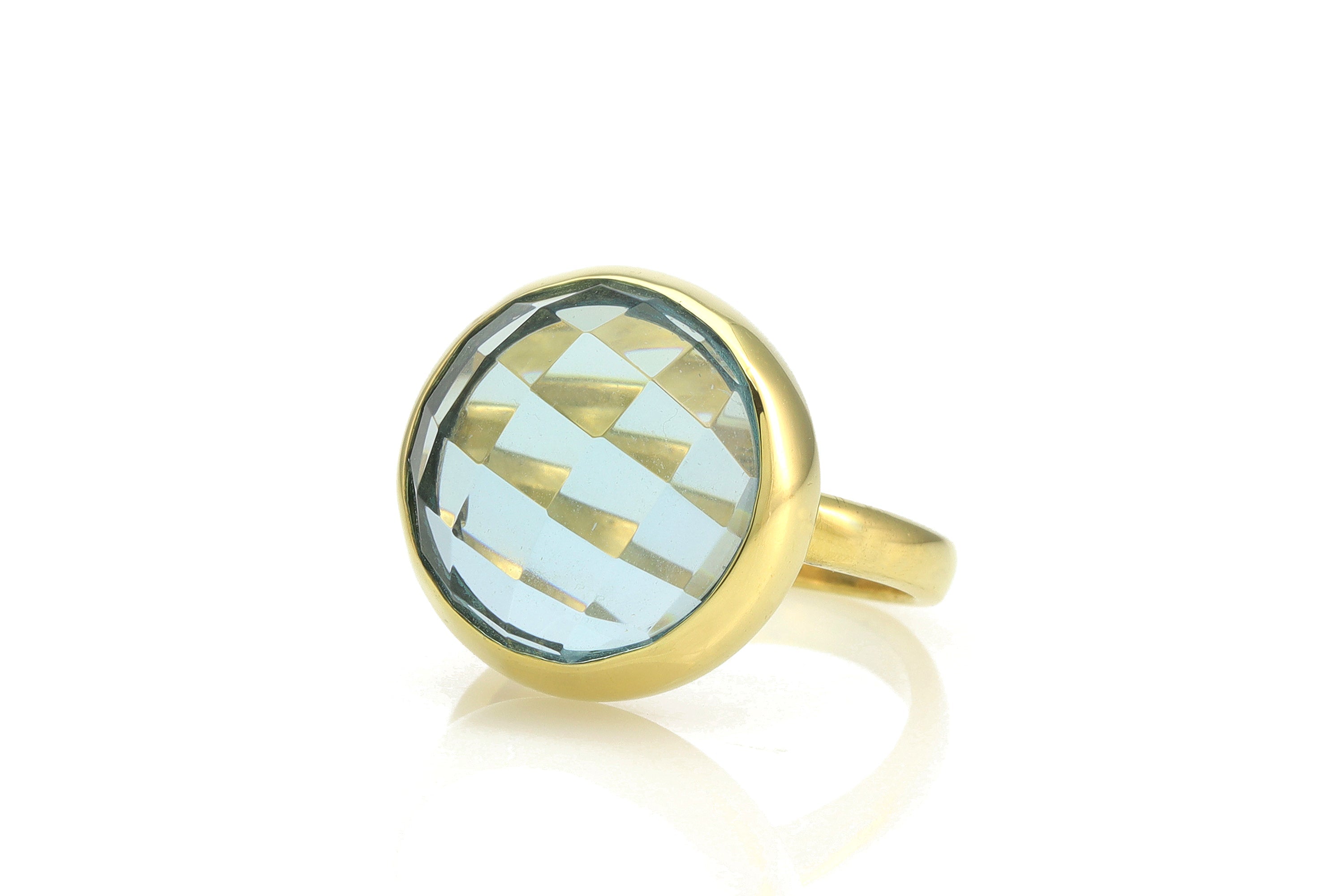 Large Blue Topaz Gold Filled Bezel Set Ring Rings Anemone Limited