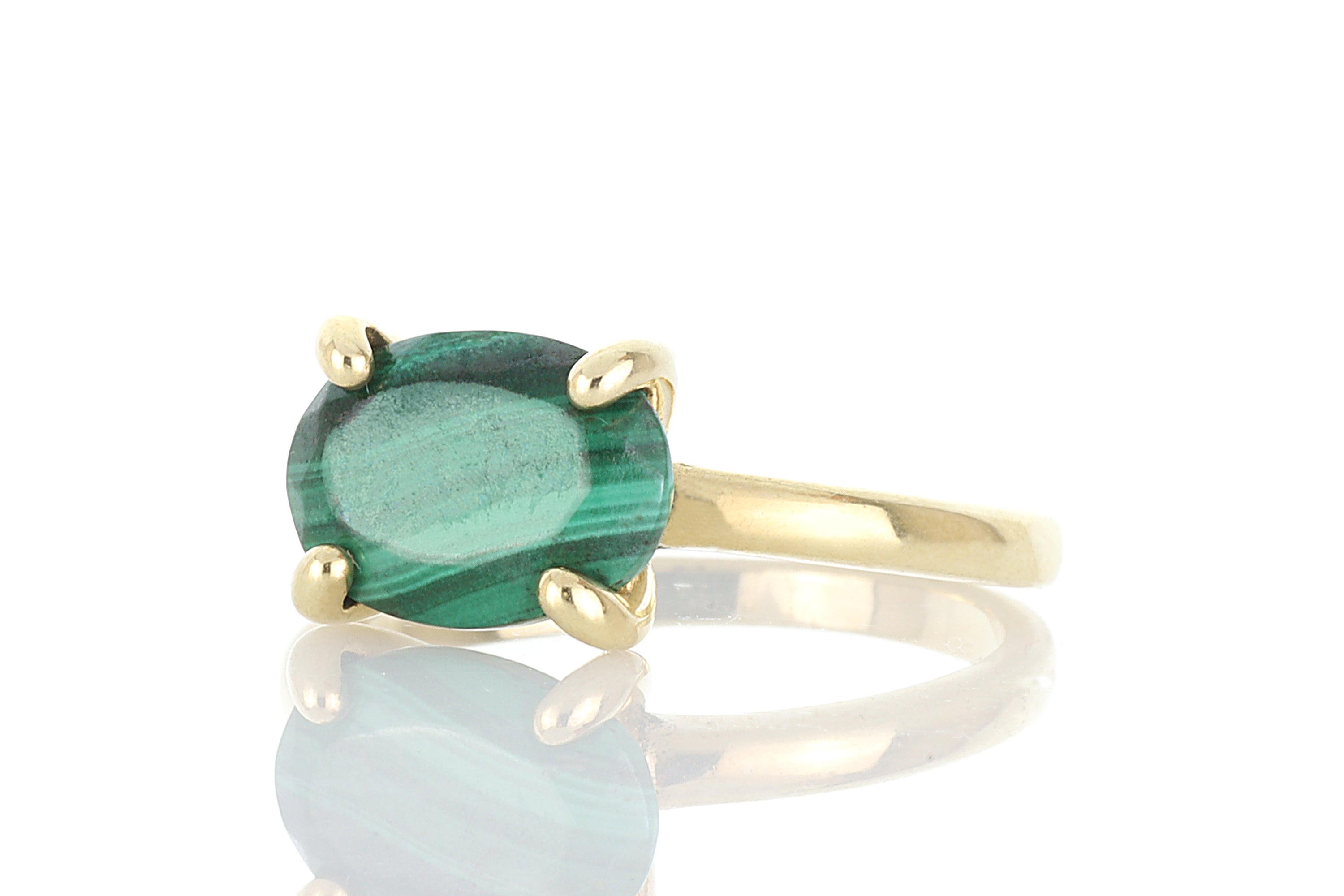 Green Malachite Gold Banded Ring Rings Anemone Unique