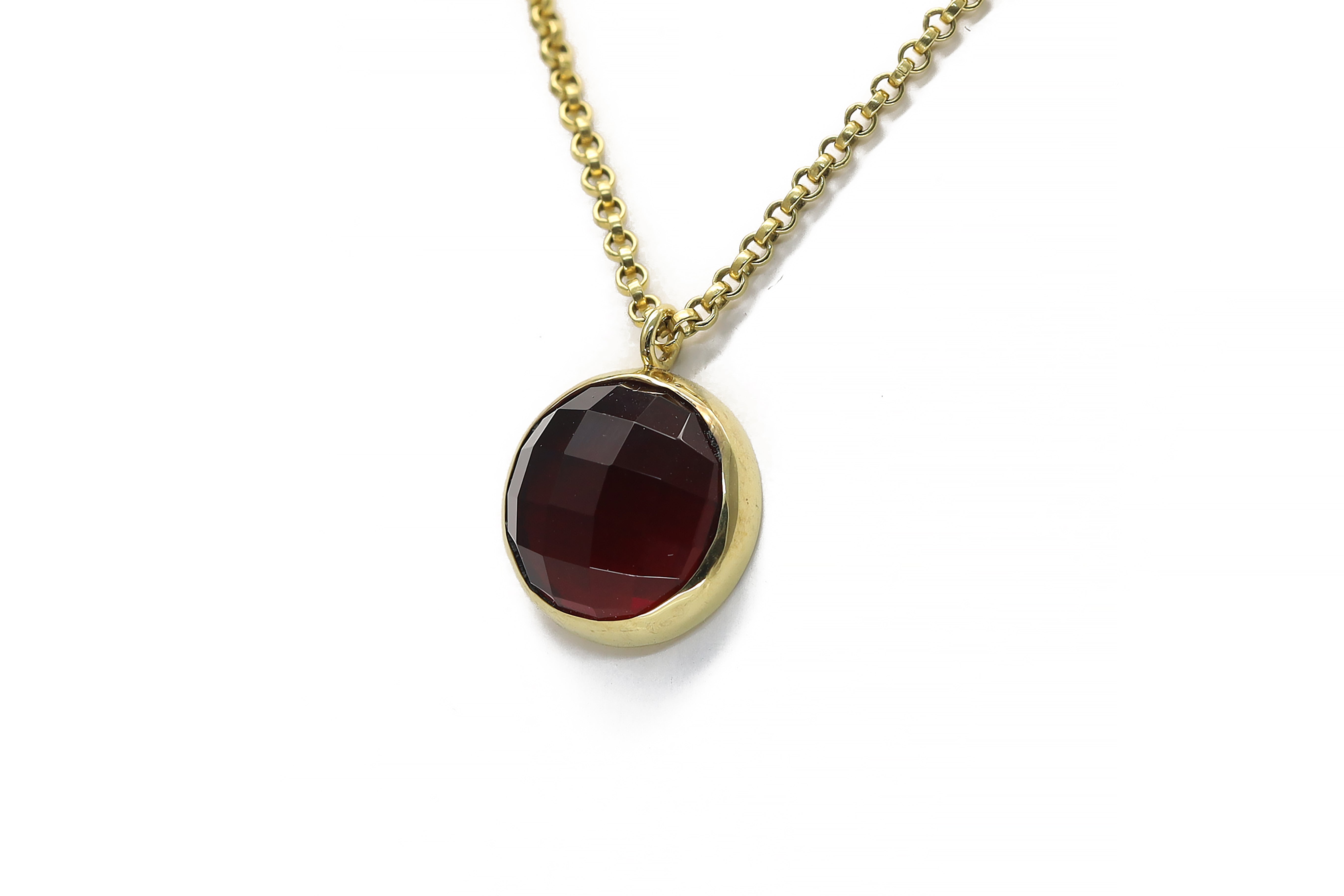 14k Gold Garnet Bezel Set Pendant Necklace necklaces Anemone Limited