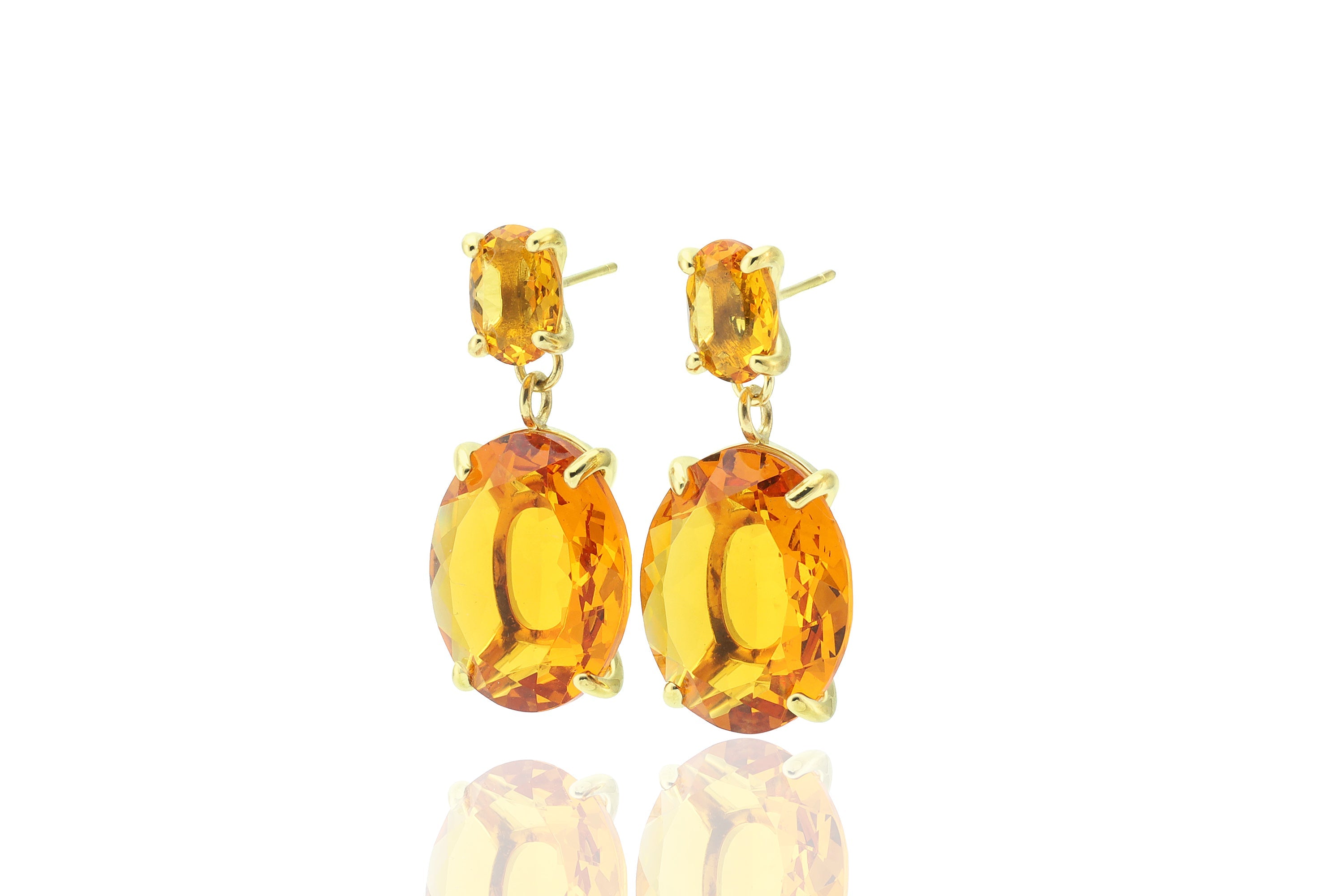 Handmade Multi-Stone Citrine Oval Cut Gold Earrings Earrings Anemone Jewelry