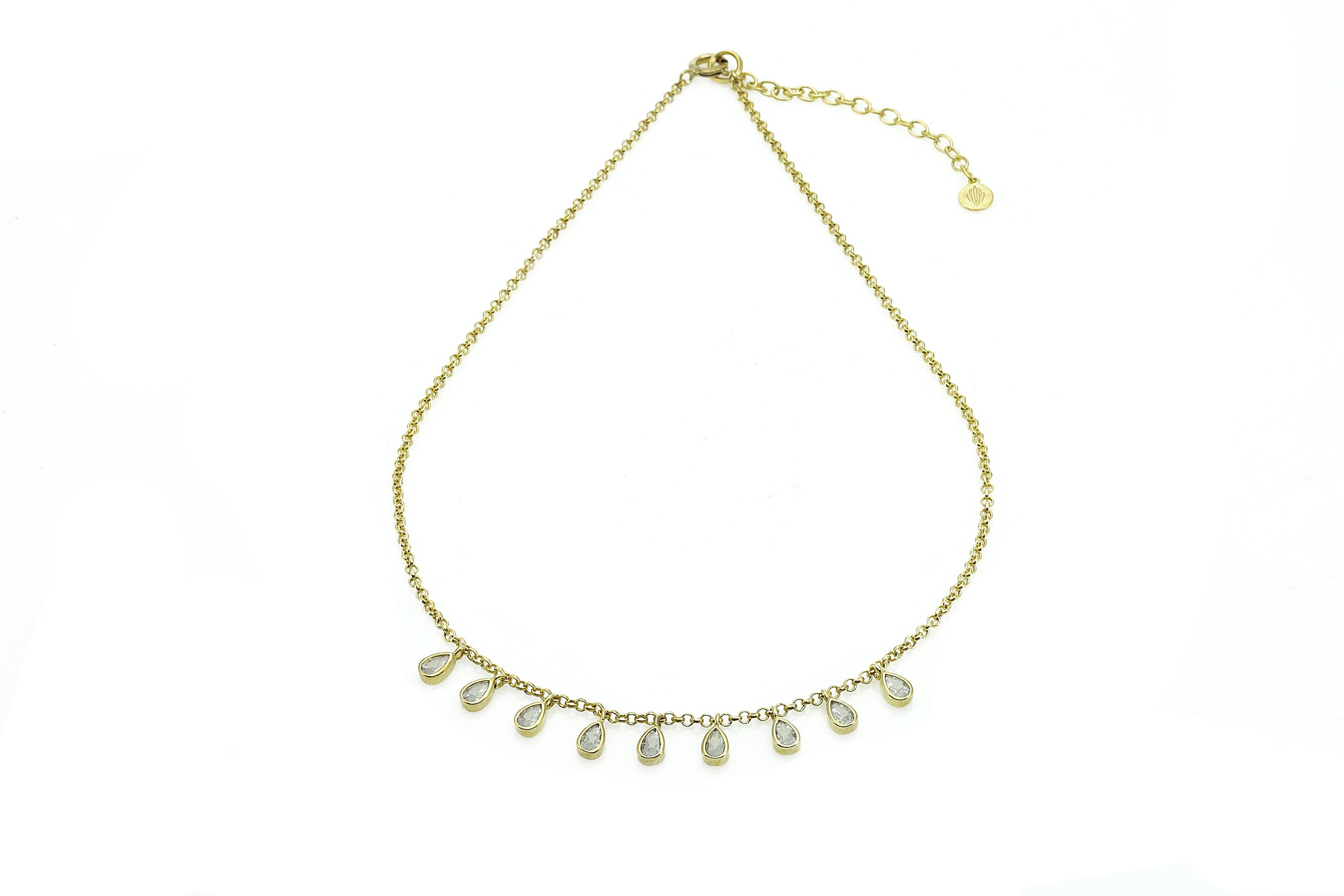 Gold Pear Cubic Zirconia Charms Necklace necklaces Anemone Unique