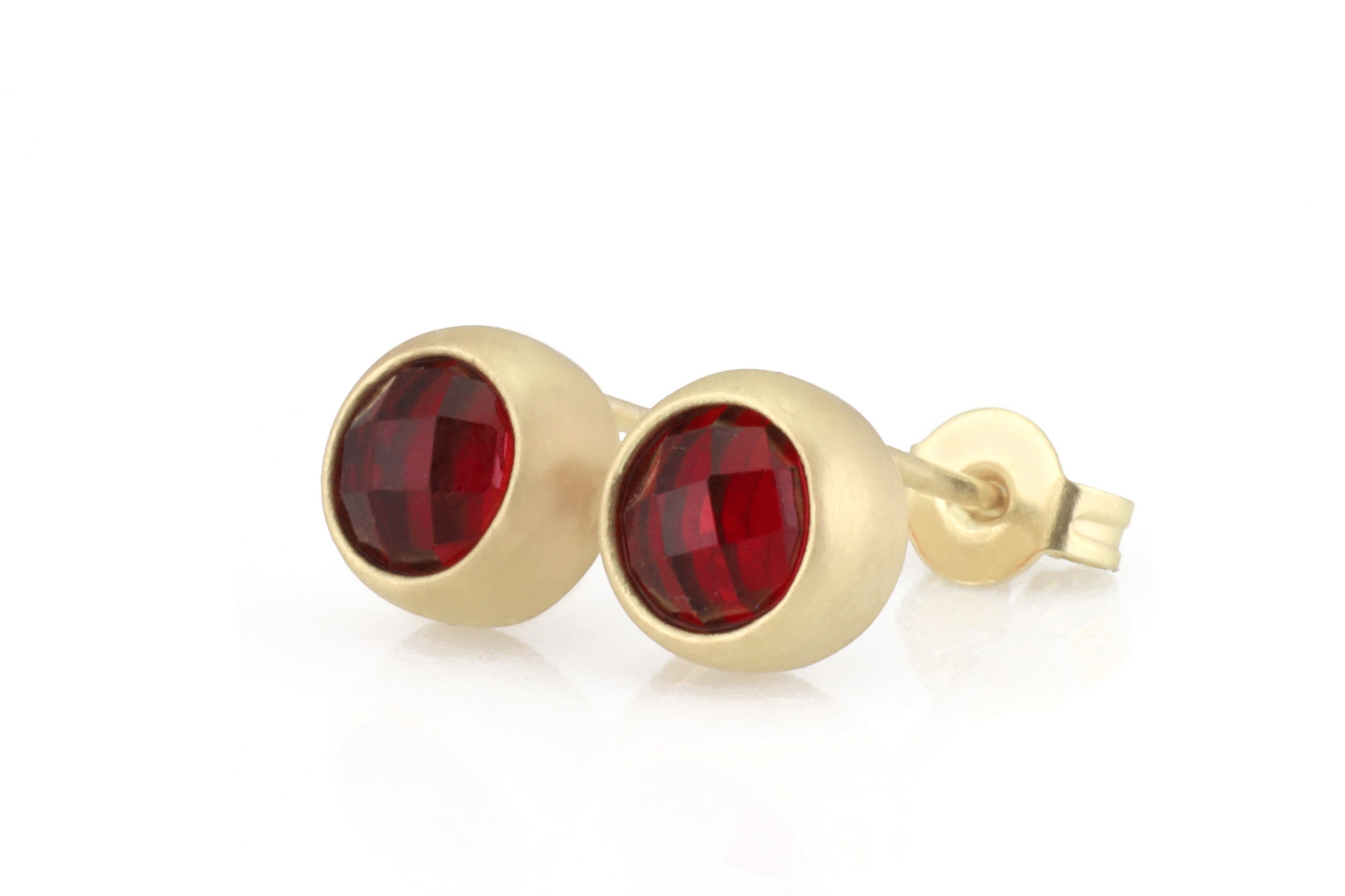 14k Solid Gold Bezel Set Garnet Earrings Earrings Anemone Limited