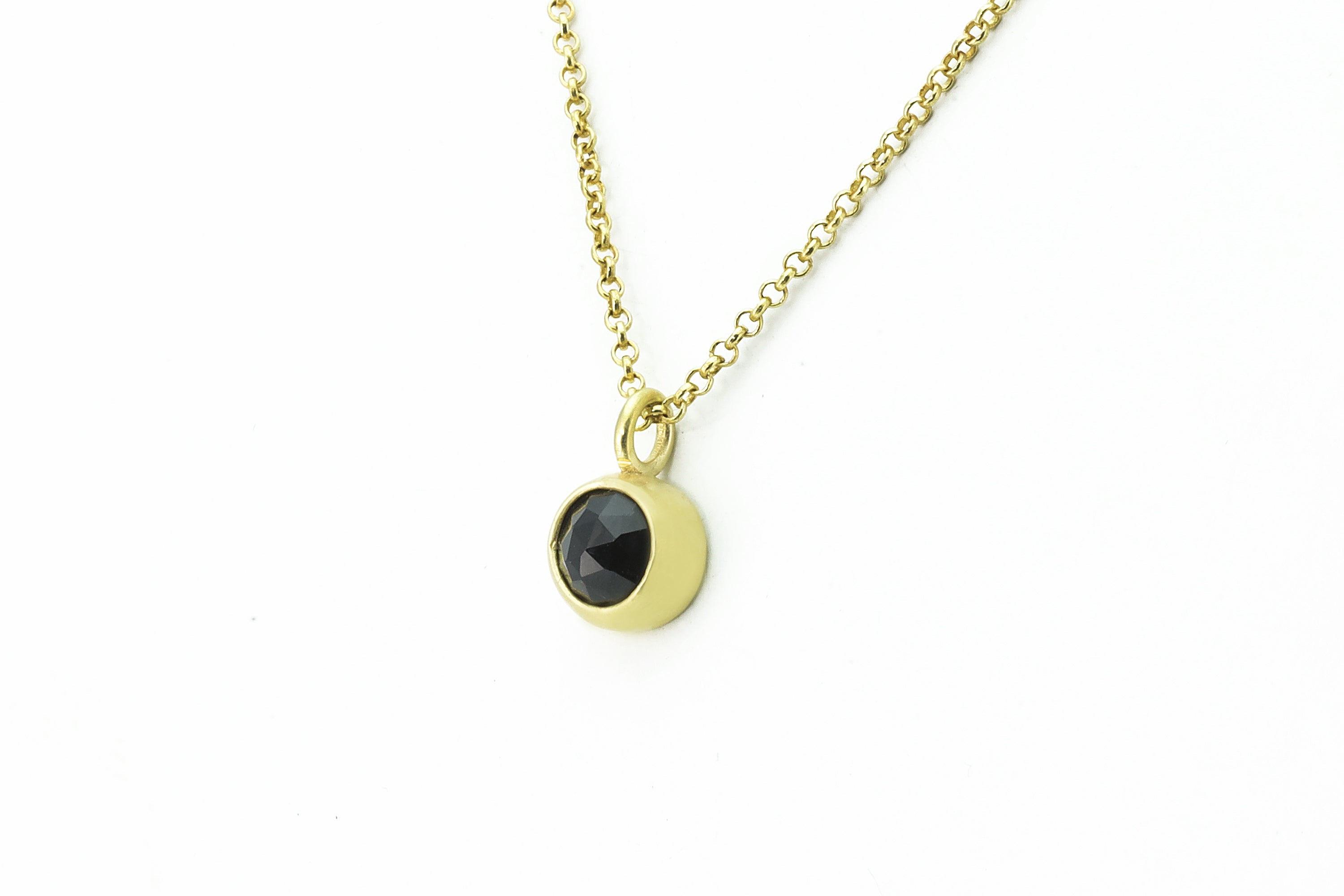 Black Onyx Minimalist Bezel Set Gold Pendant Necklace necklaces Anemone Limited