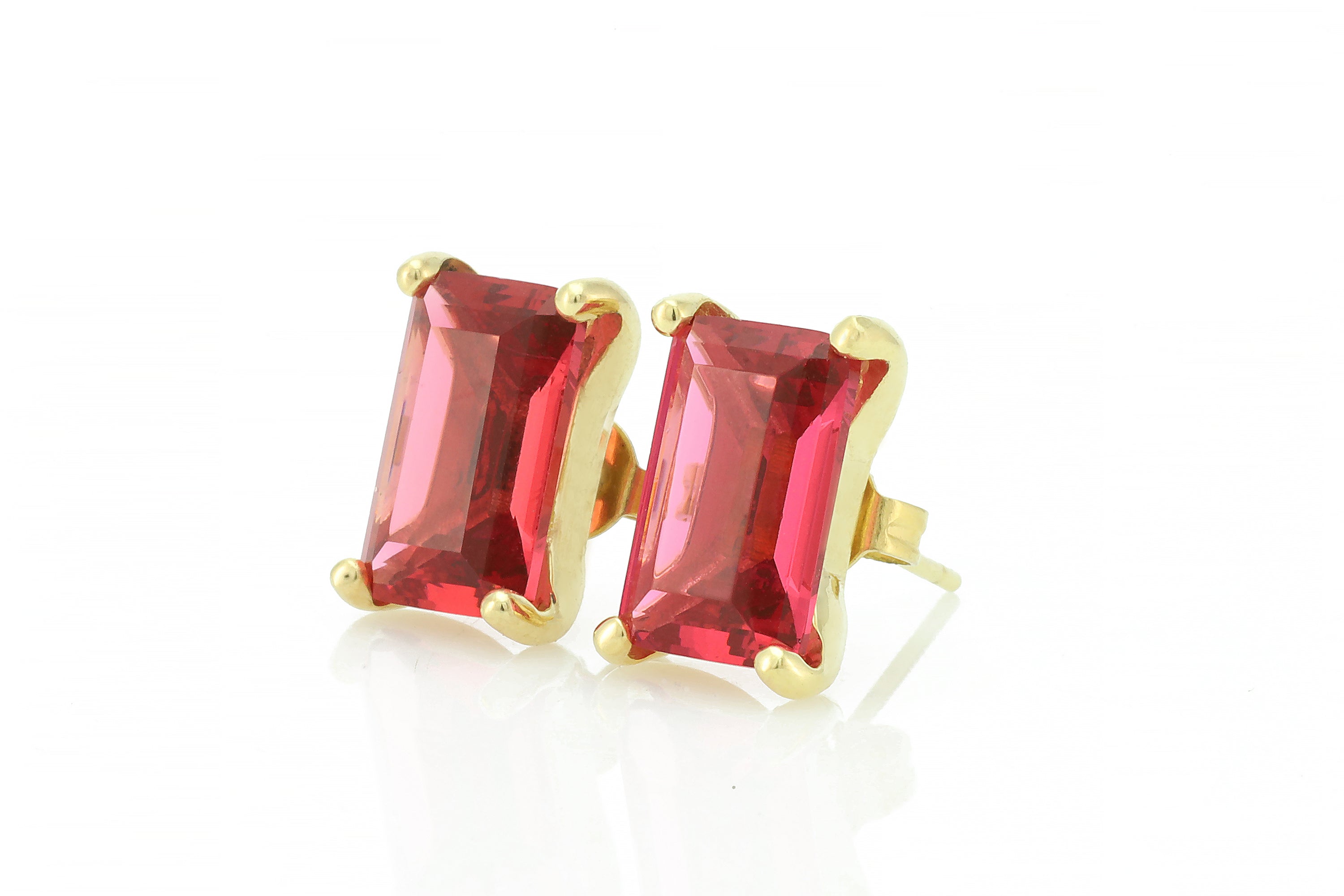 Tourmaline Rectangle Gold Stud Earrings Earrings Anemone Unique