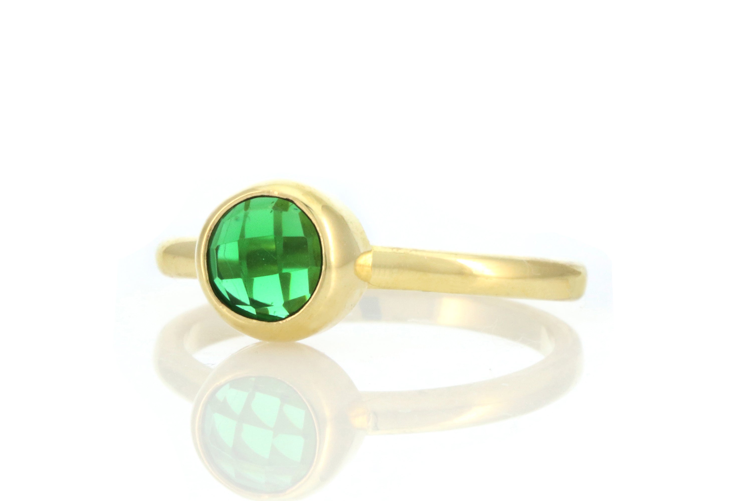 Delicate Round Cut Emerald Gold Ring Rings Anemone Limited