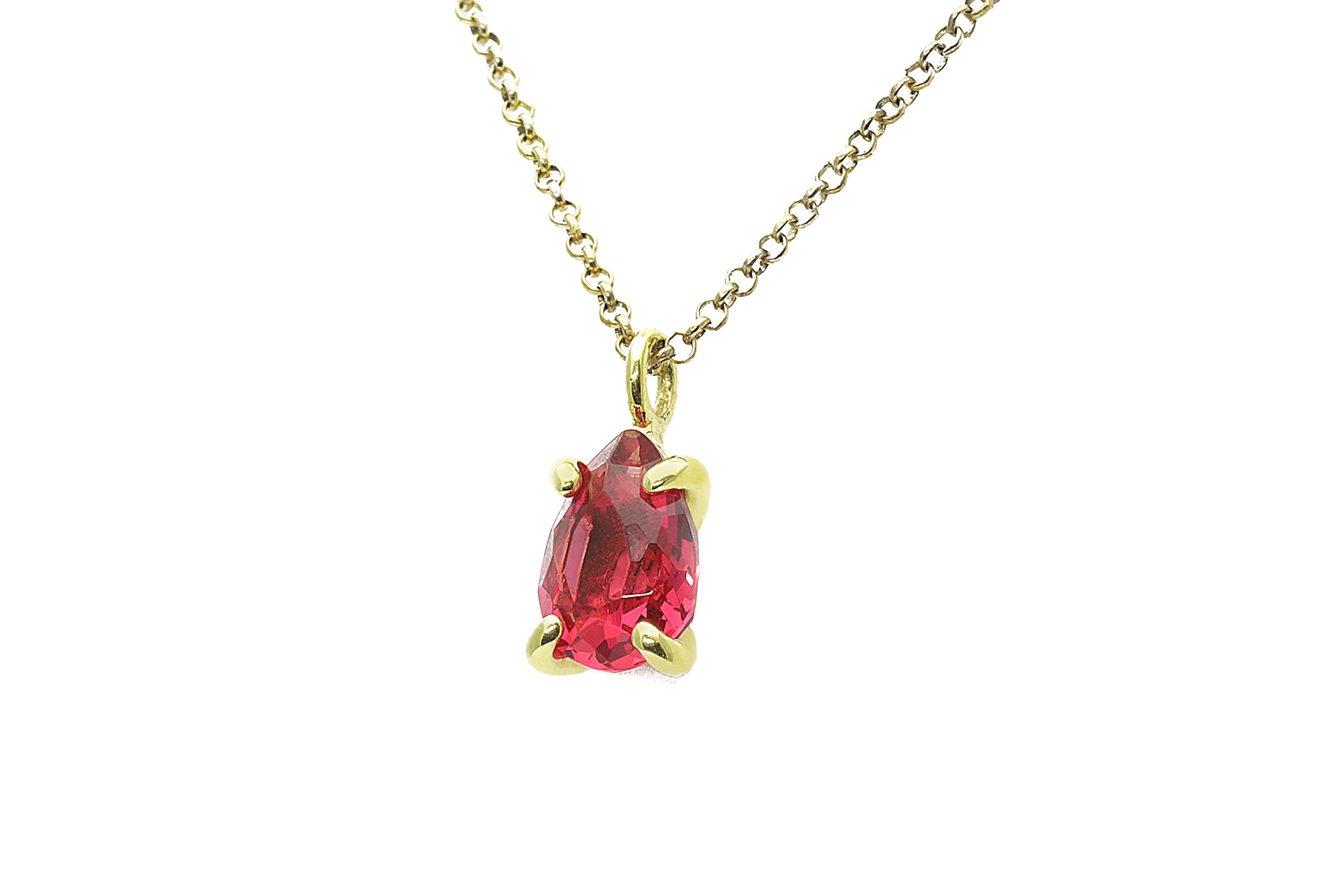 Pear Cut Pink Tourmaline Pendant Gold Necklace necklaces Anemone Unique