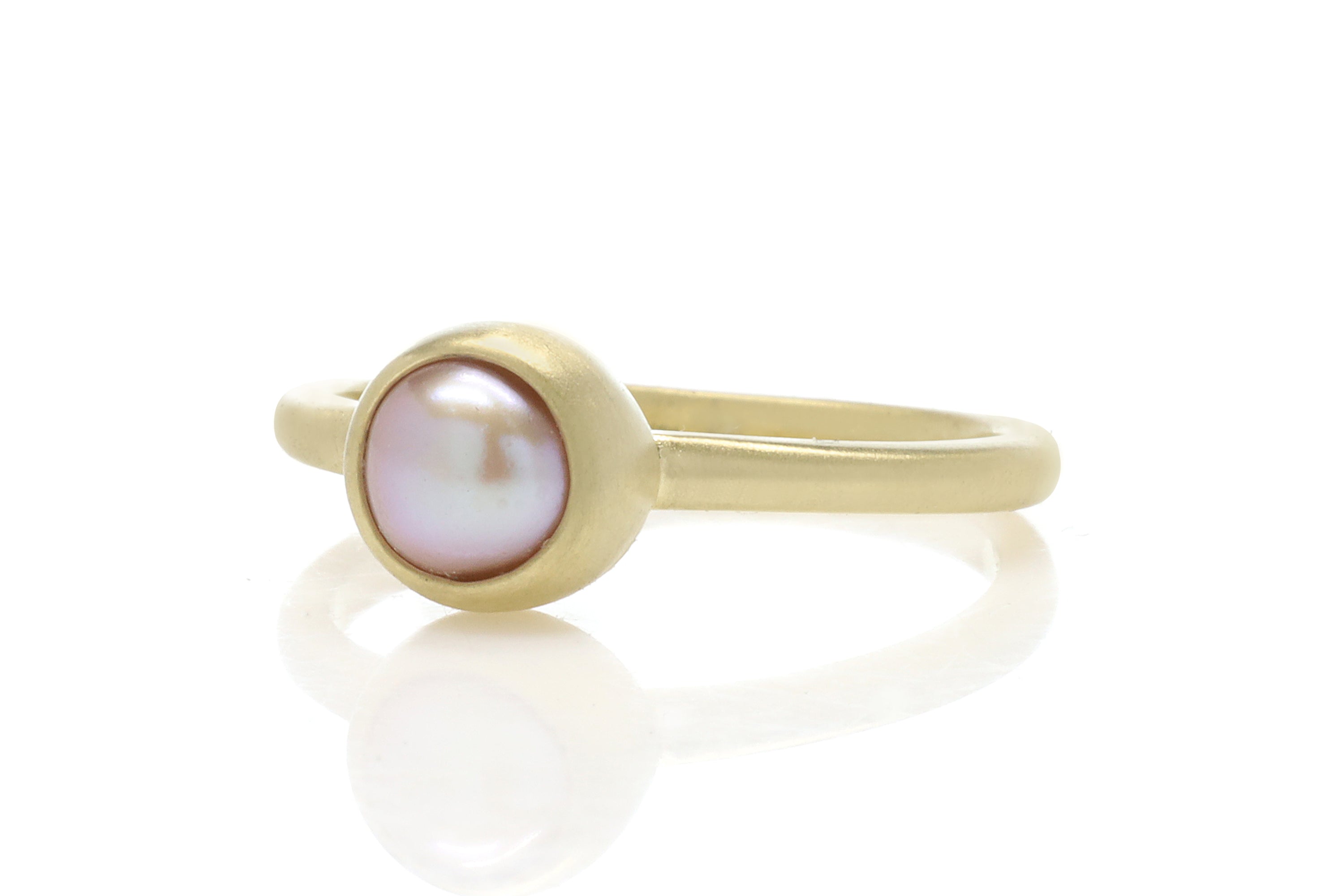 Pink Freshwater Pearl Gold Bezel Ring Rings Anemone Limited