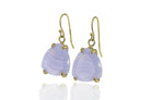 Trillion Shape Blue Lace Agate Gold Earrings Earrings Anemone Jewelry