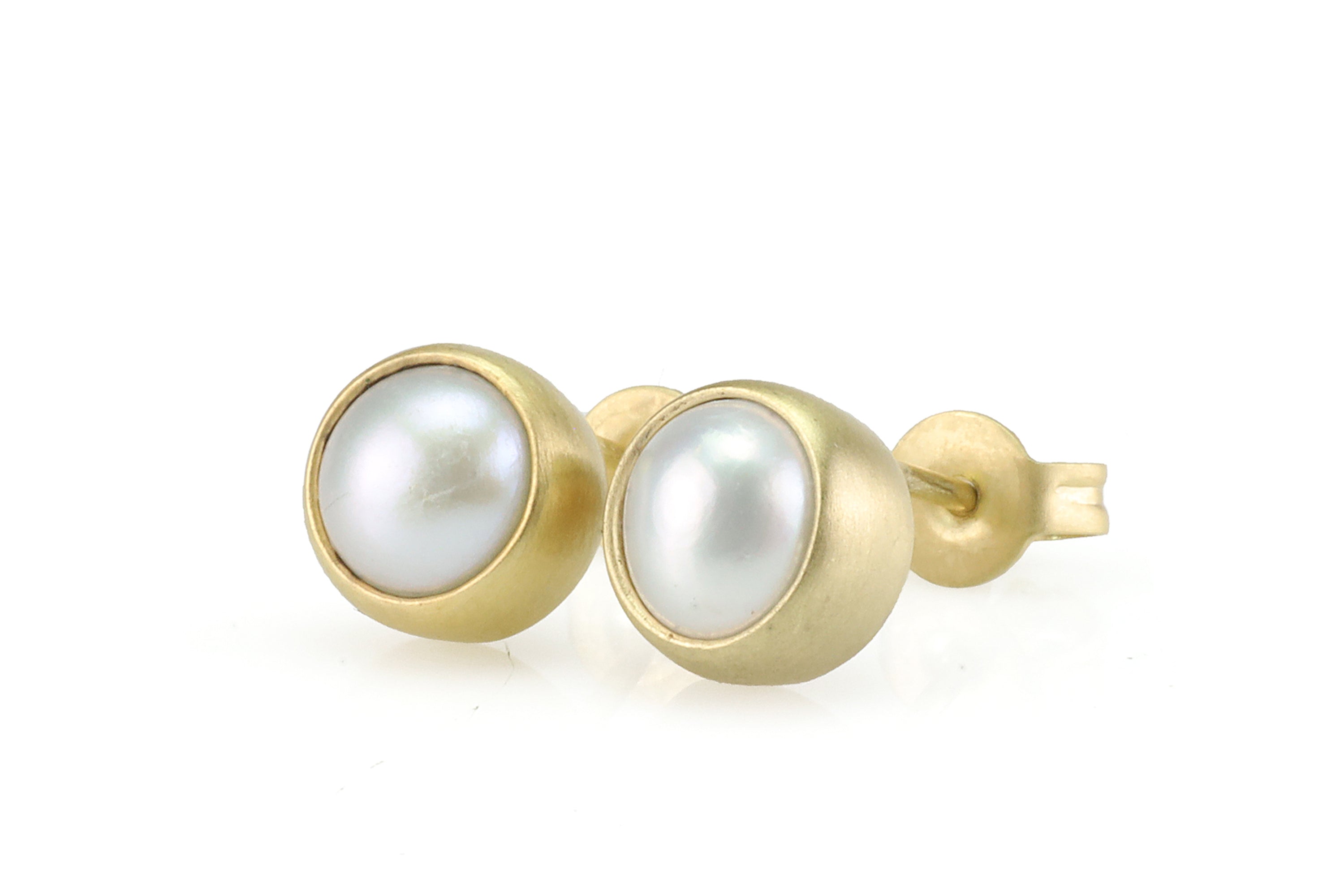 Gold White Pearl 6mm Stud Gold Earrings Earrings Anemone Limited
