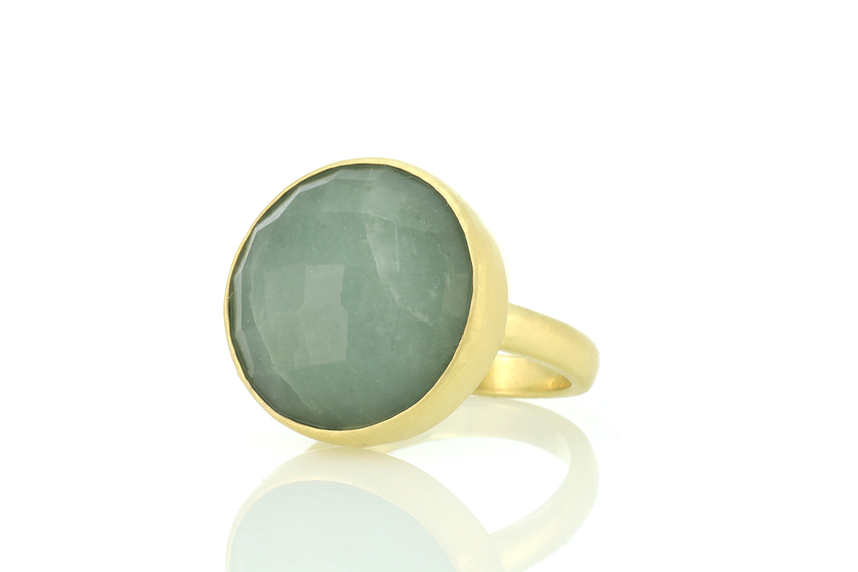 Aquamarine Round 16mm 14k Gold Ring Rings Anemone Limited