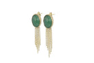 Dangle Earrings with Oval Bezel Set Green Aventurine Gemstone Earrings Anemone Limited