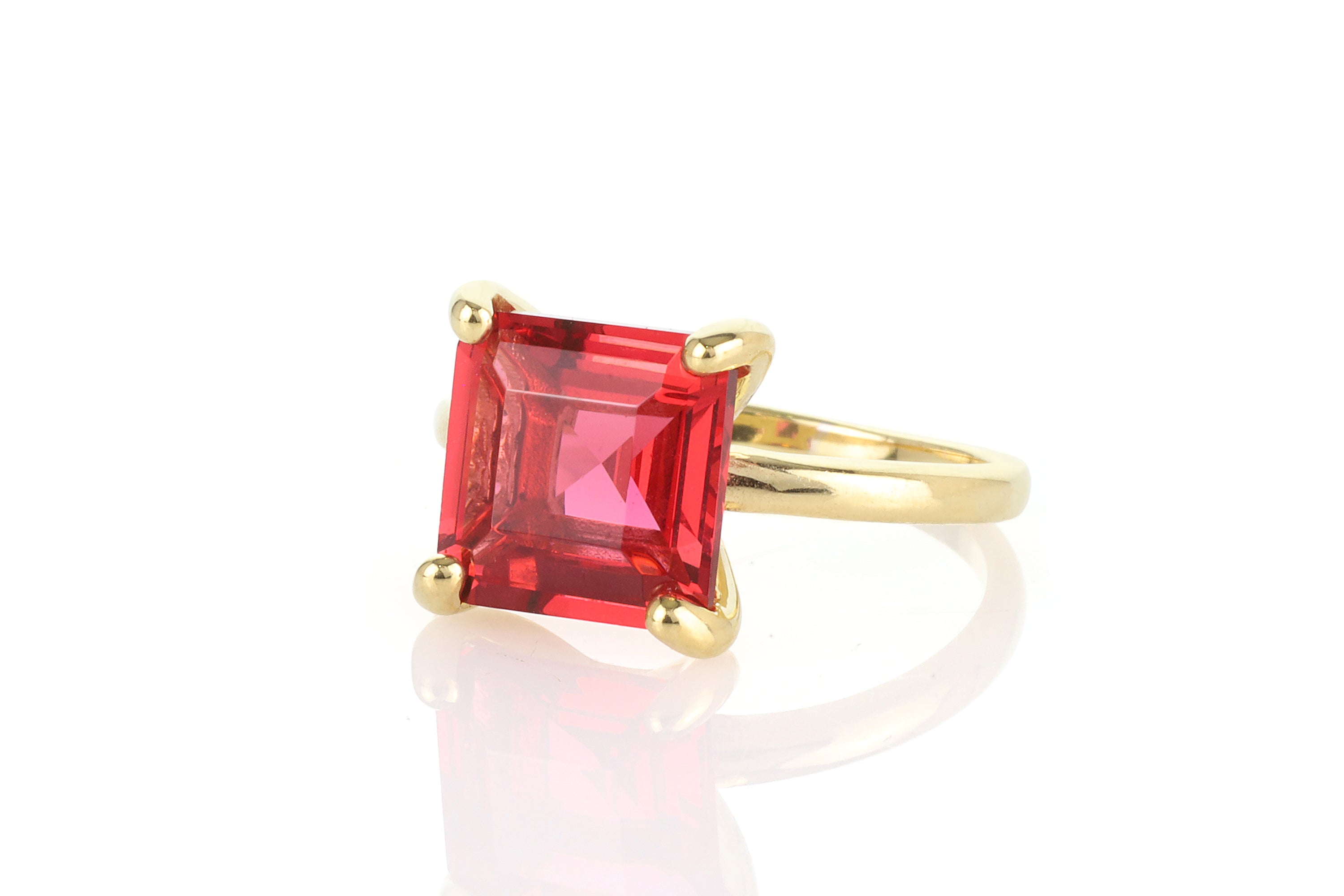 14k Square Cut Pink Tourmaline Ring Rings Anemone Unique
