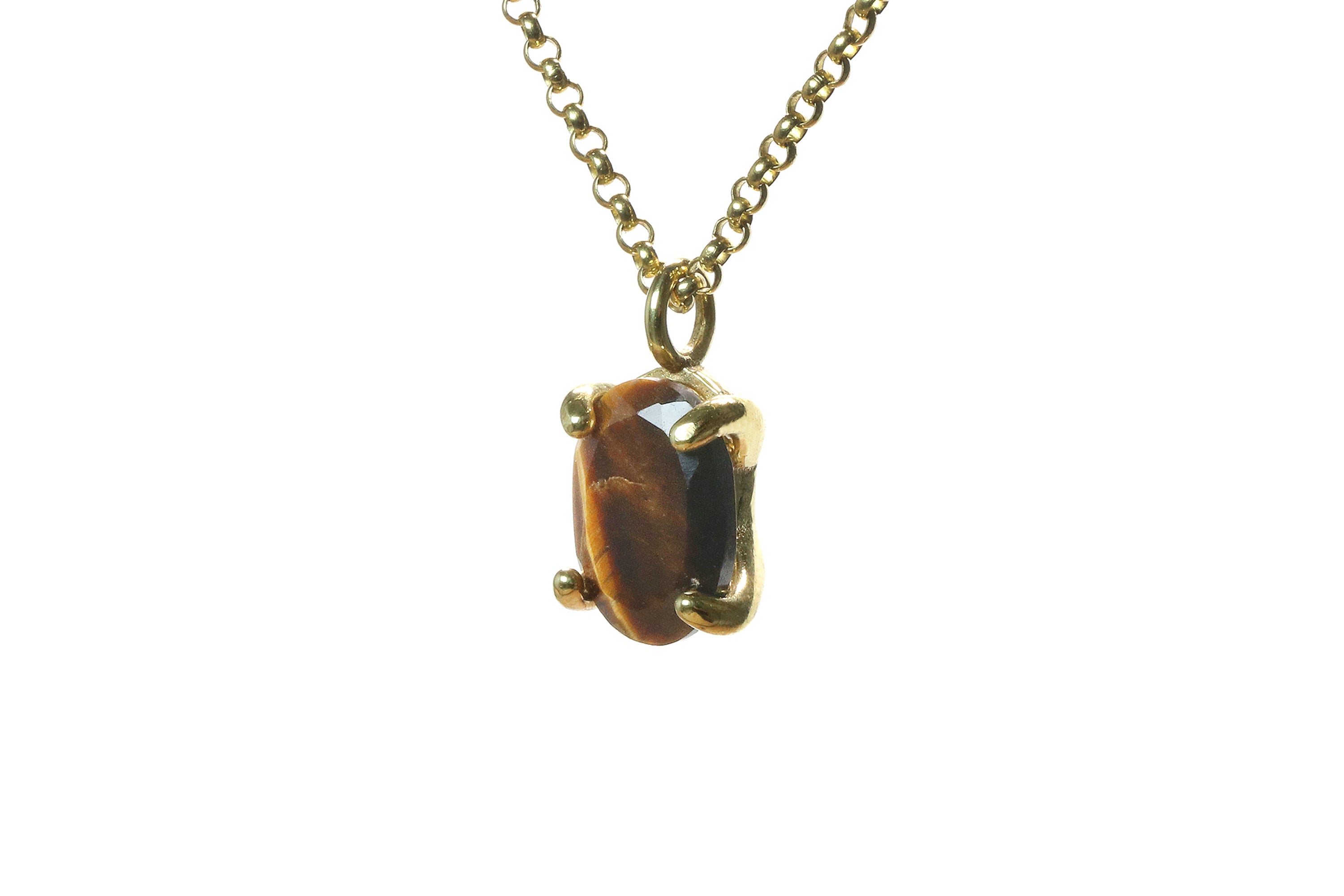 Brown Tiger Eye Gold Necklace necklaces Anemone Unique