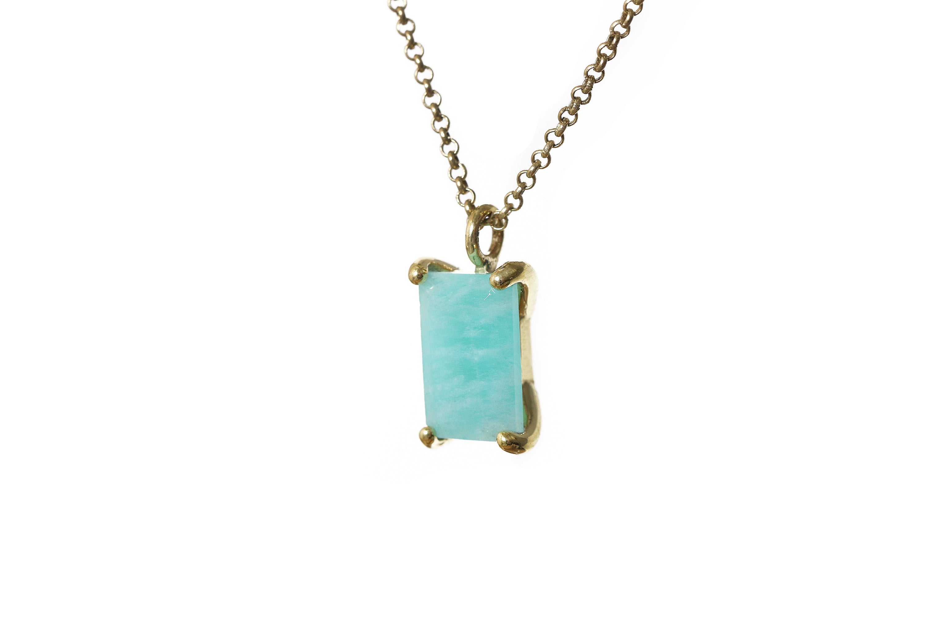 Artisan Amazonite Gold Statement Necklace necklaces Anemone Unique