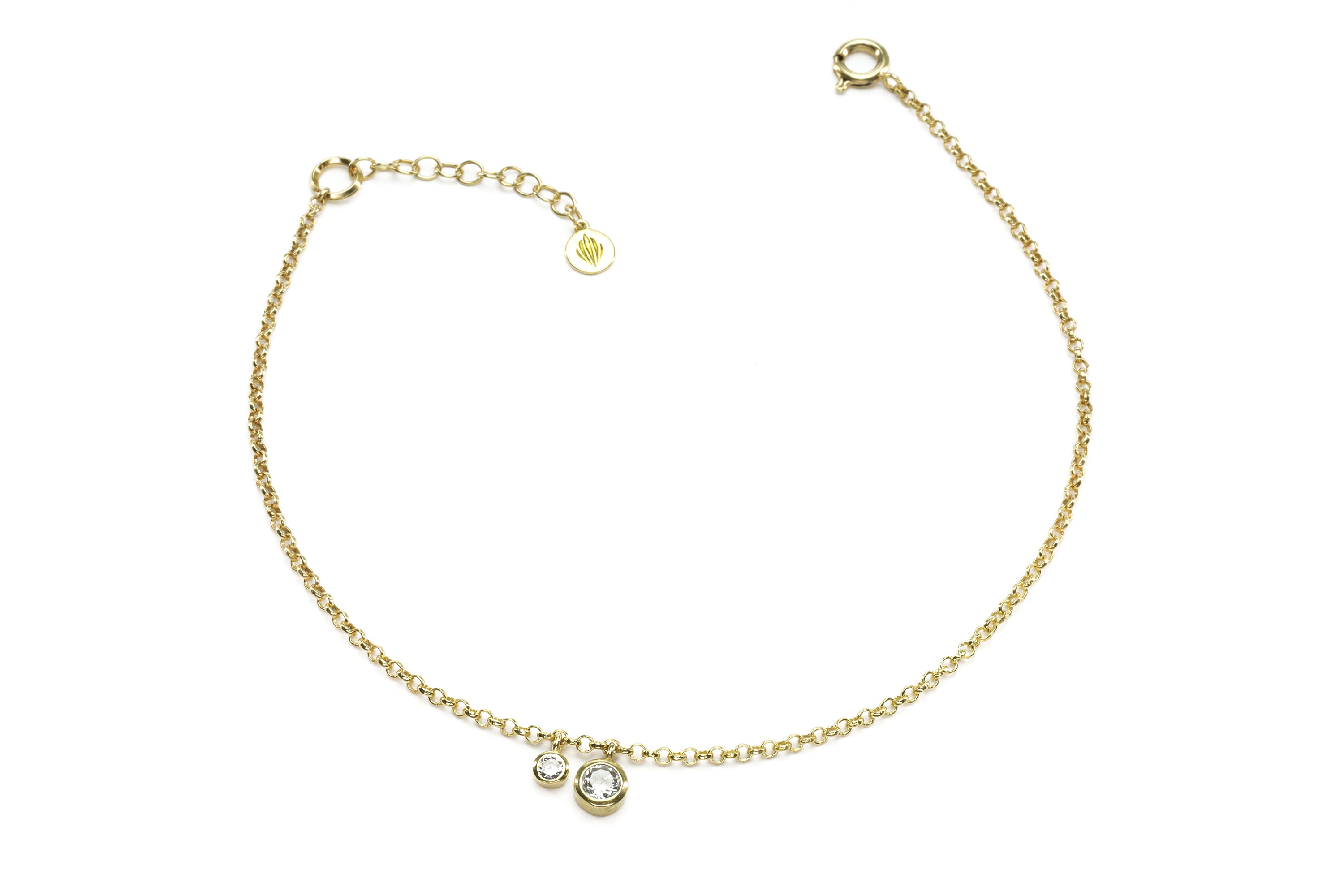 Minimalist Gold Anklet with Cubic Zirconia Charms Anklet Anemone Unique