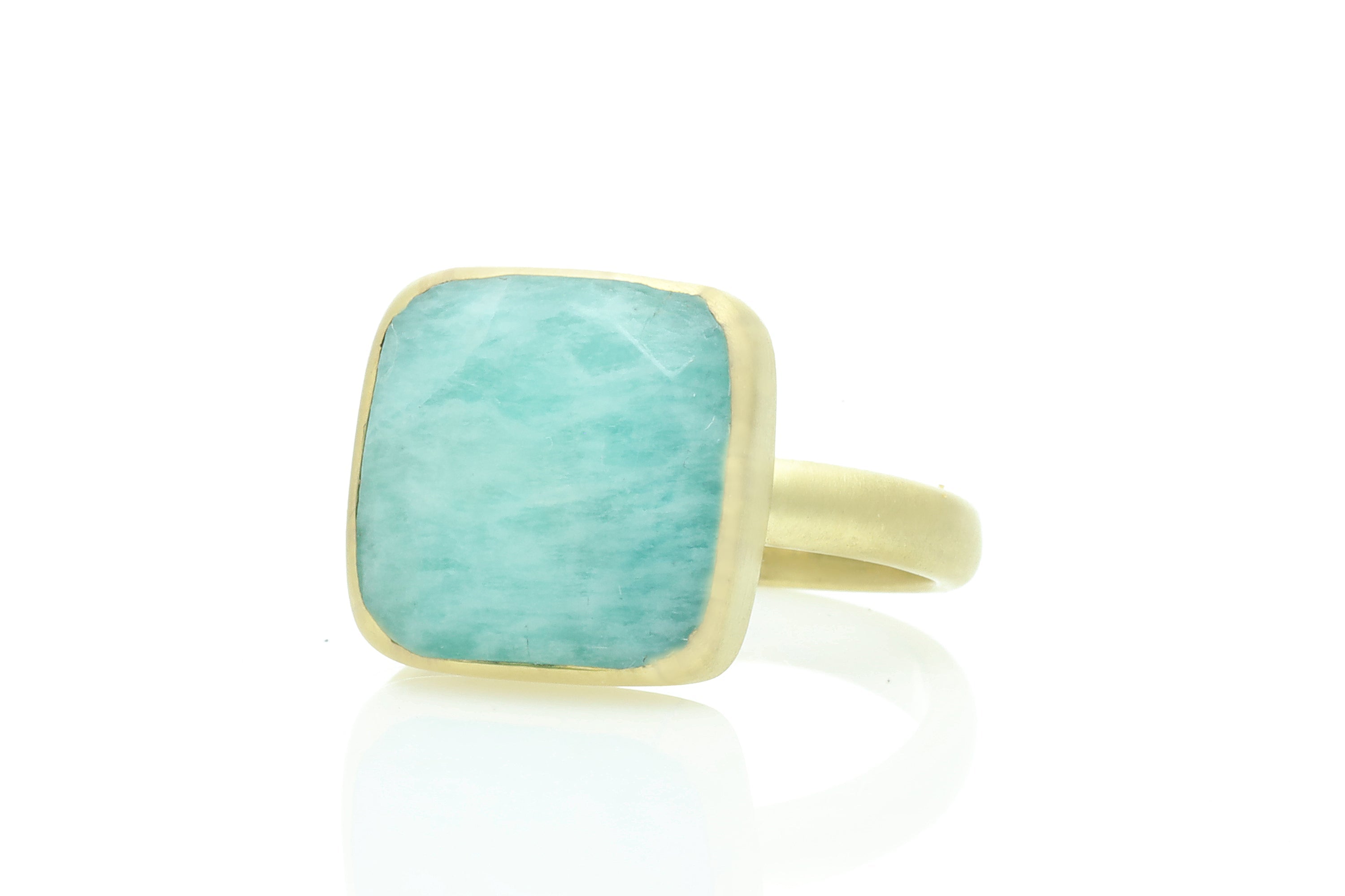 Square Rose Cut Amazonite Bezel Ring Rings Anemone Limited