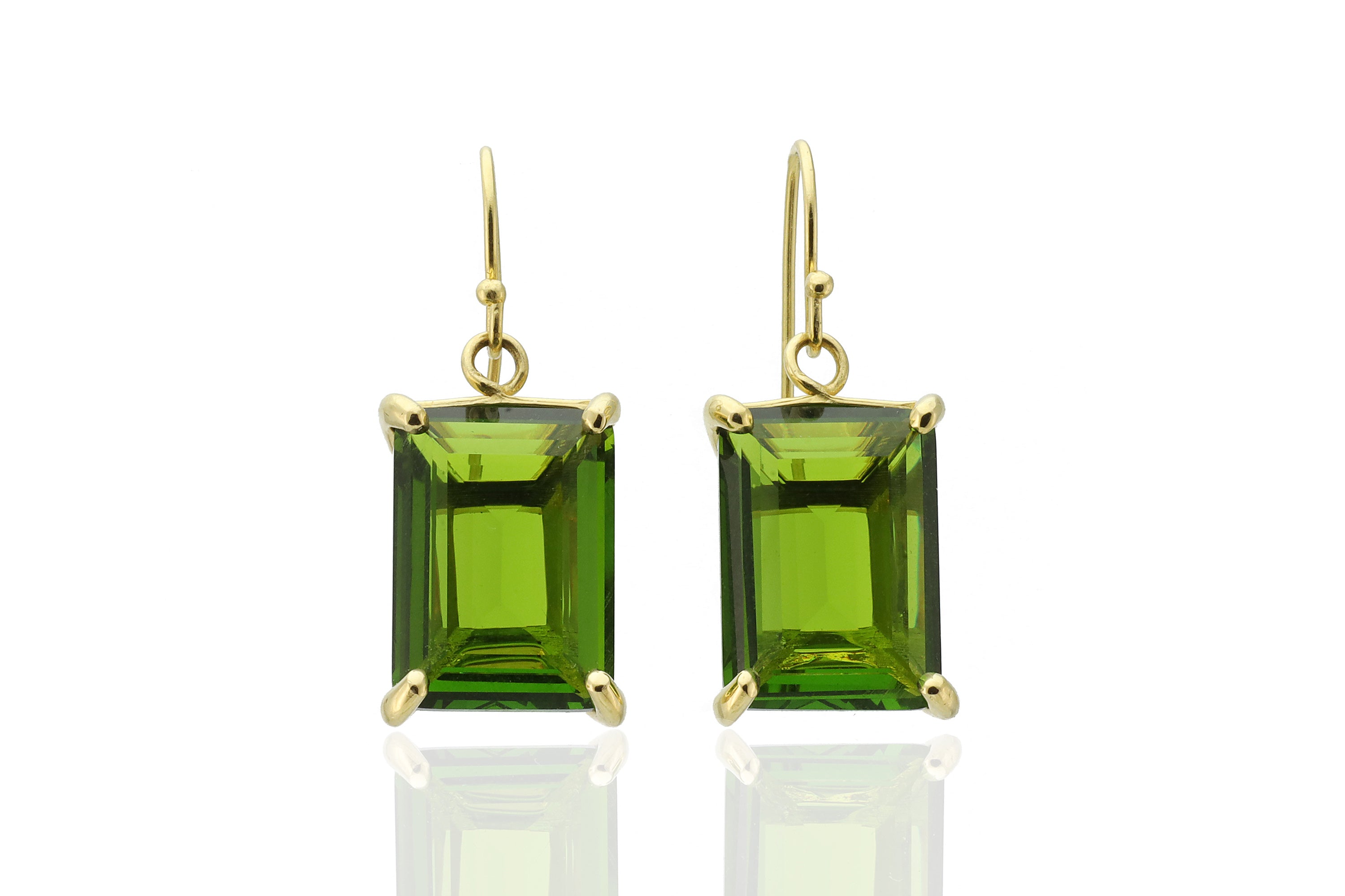 Rectangular Peridot Dangle Gold Statement Earrings Earrings Anemone Jewelry