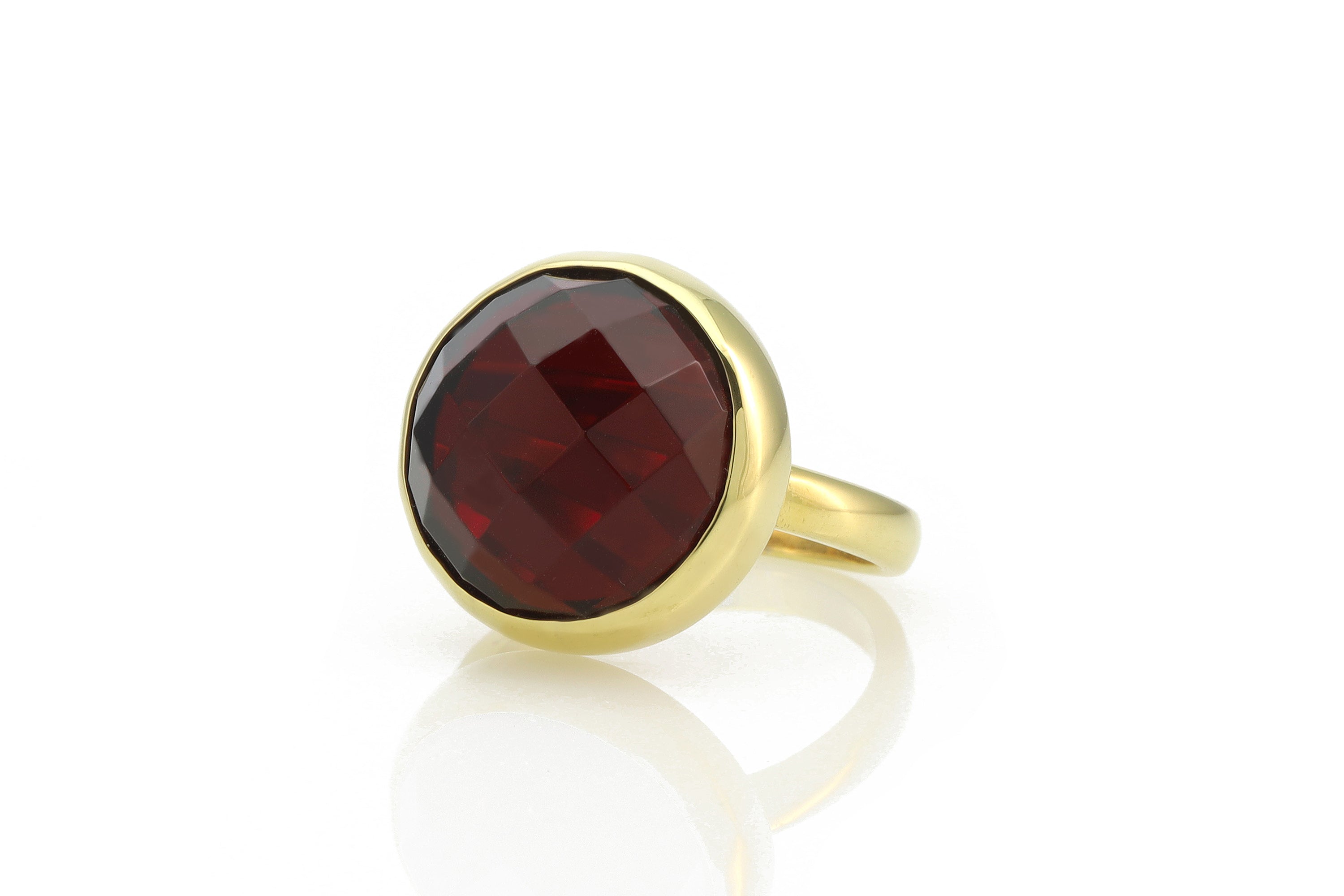 Delicate Garnet Bezel Set Gold Stackable Ring Rings Anemone Limited