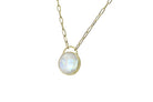 Chic Bezel Set Gold Purse Inspired Moonstone Pendant Necklace necklaces Anemone Limited