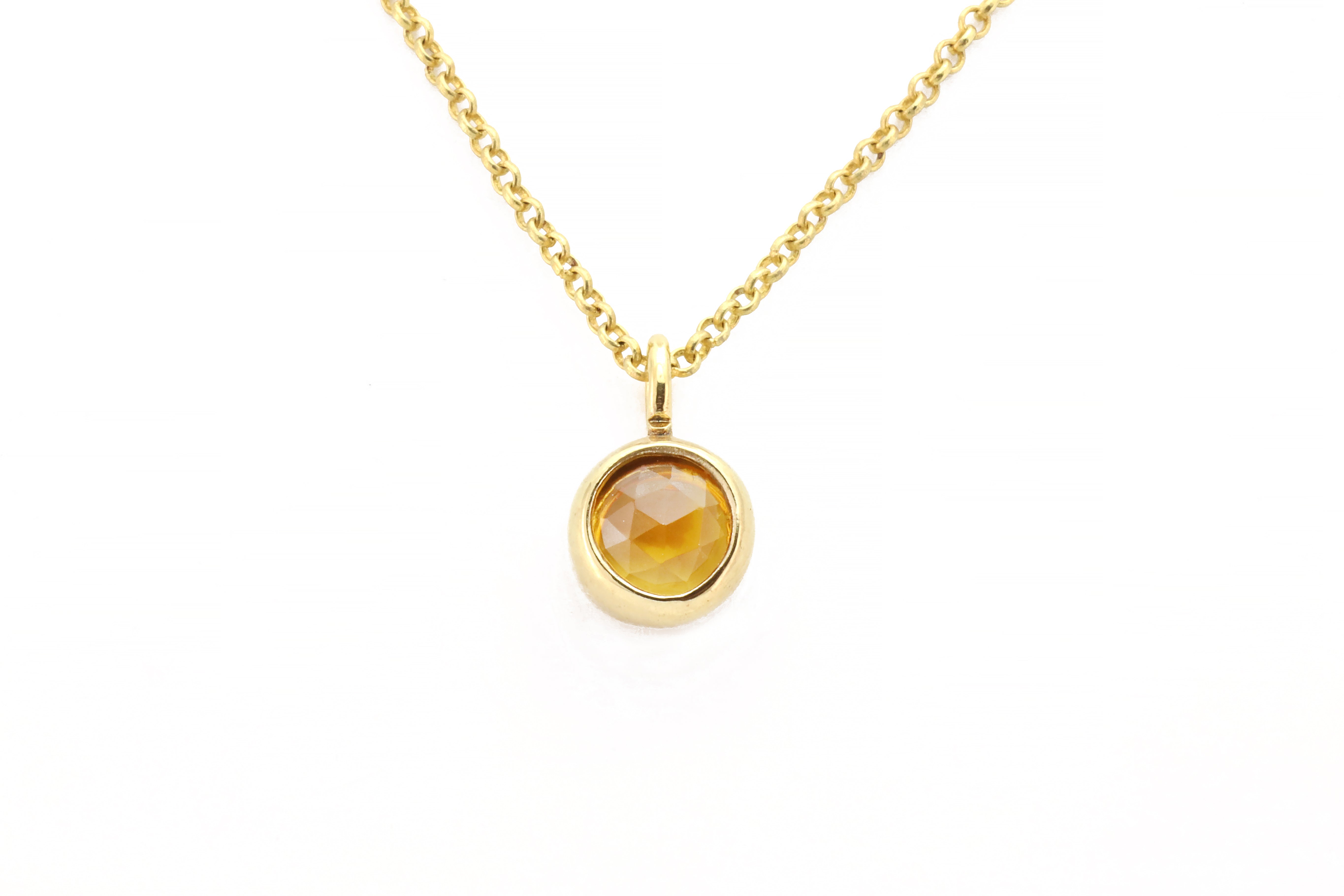 Citrine Pendant Necklace in Gold Bezel Setting necklaces Anemone Limited