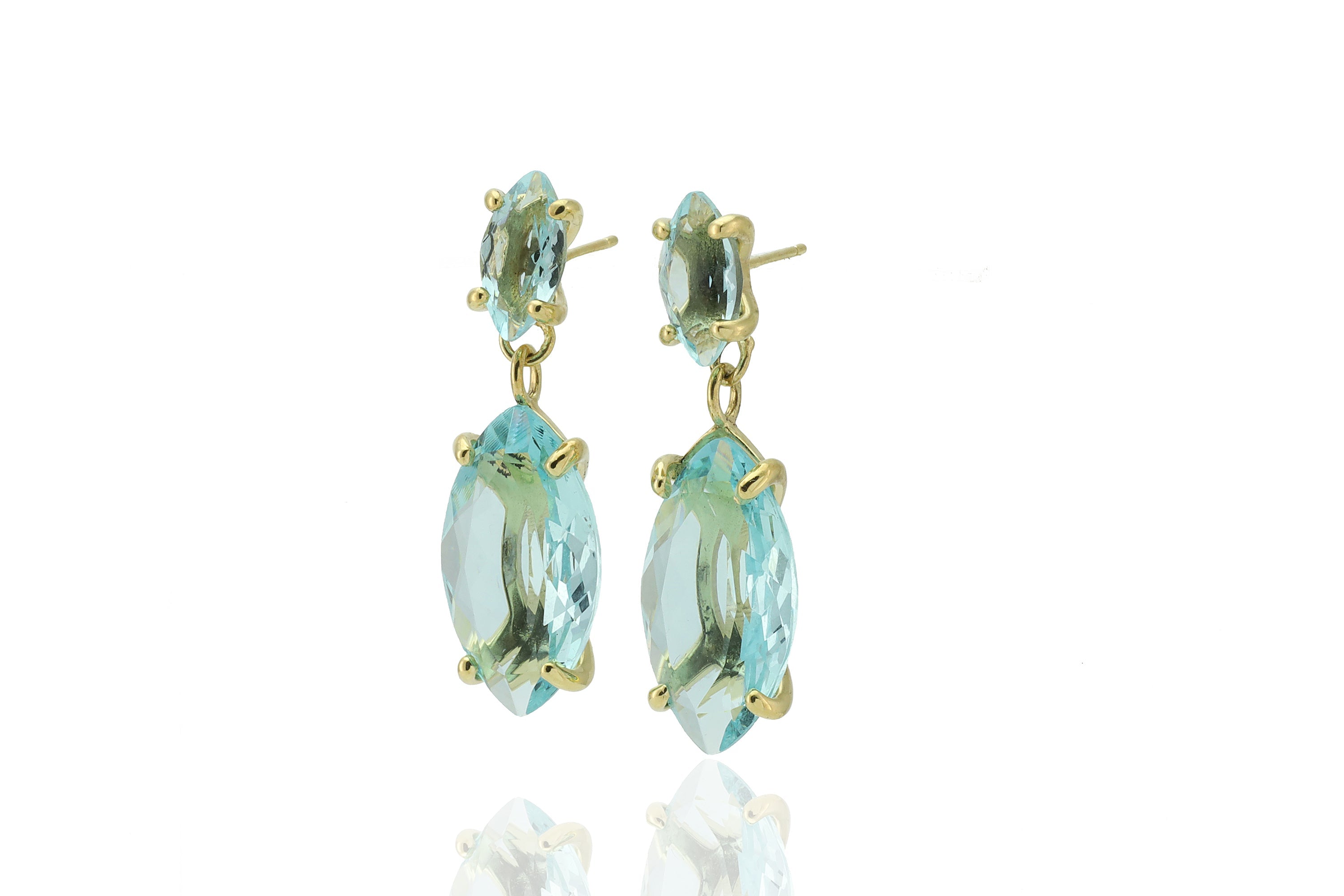 Blue Topaz Multi-Stone Gold Dangle Earrings Earrings Anemone Jewelry