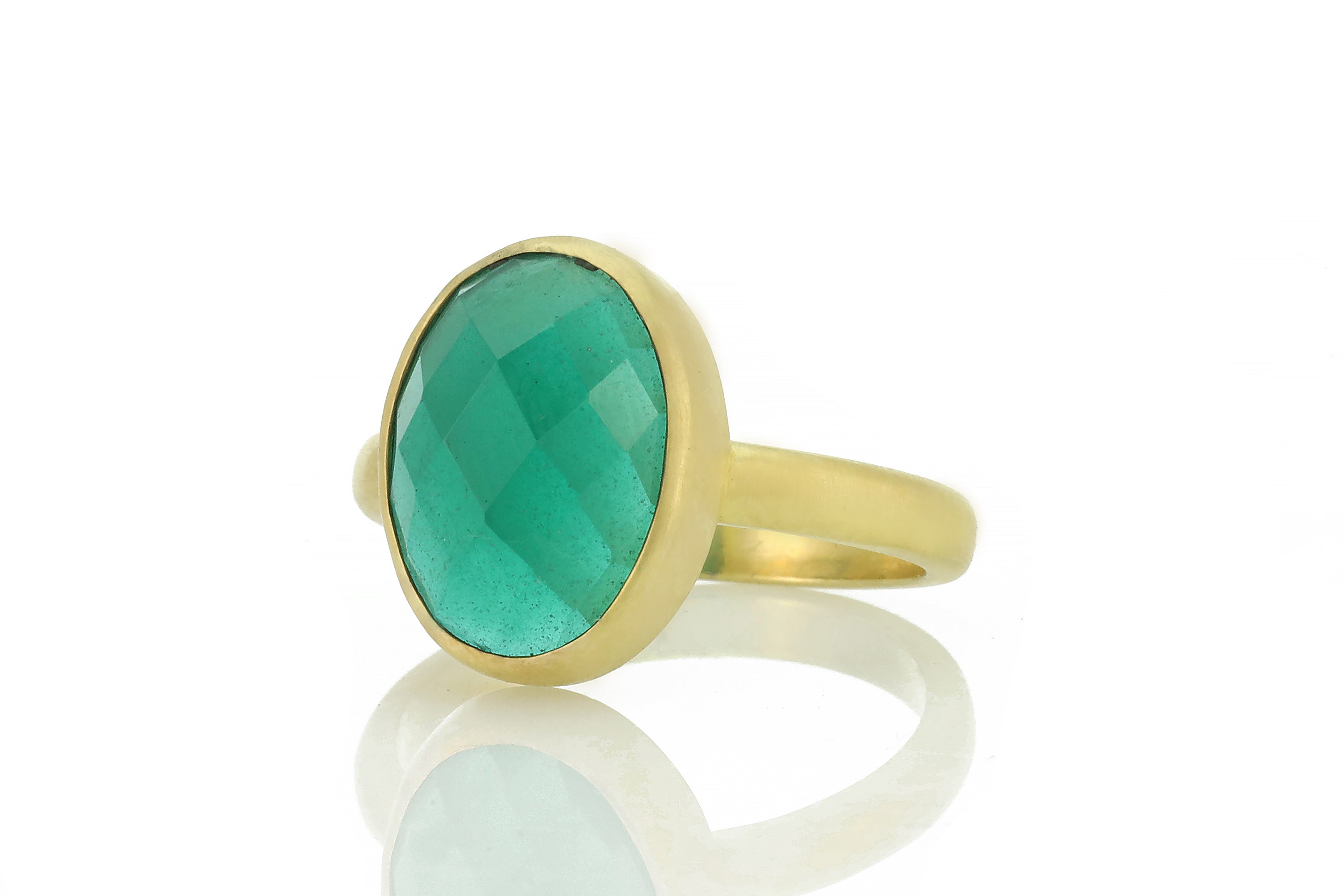 Elegant Oval Cut Green Onyx Gold Ring Rings Anemone Limited