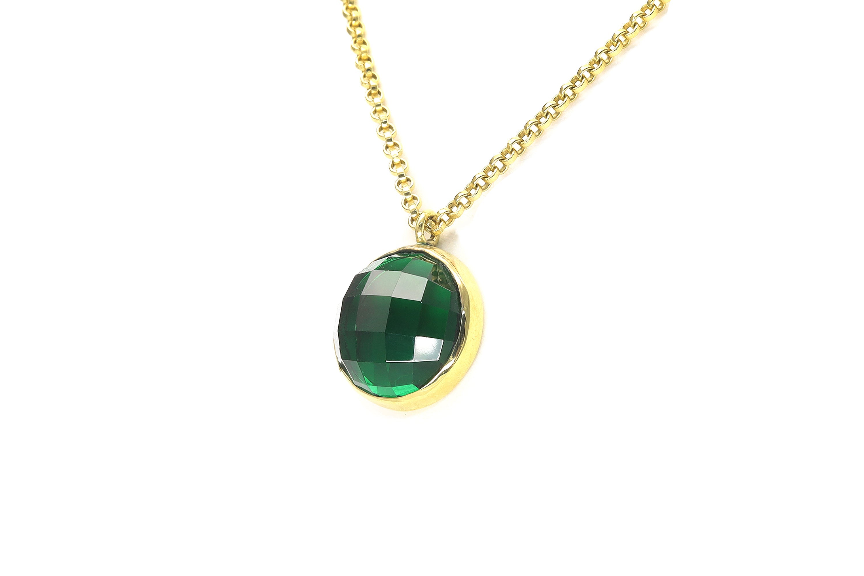 Bezel Set Gold Emerald Pendant Necklace necklaces Anemone Limited