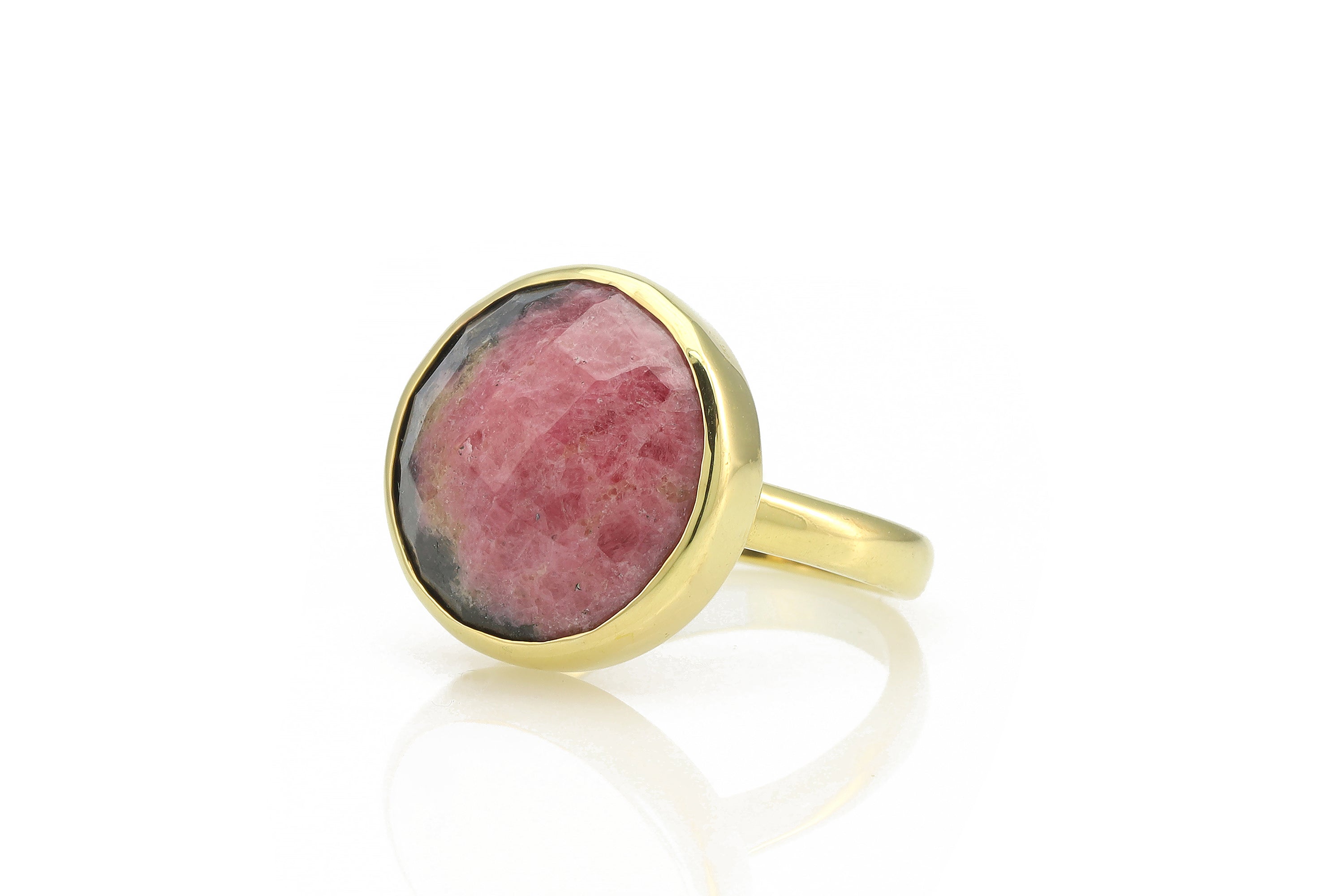 Rhodonite Stone Statement Gold Bezel Ring Rings Anemone Limited